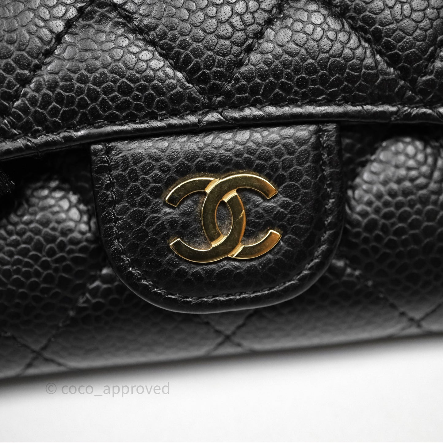 Chanel Quilted Flap Card Holder Caviar Black Gold Hardware