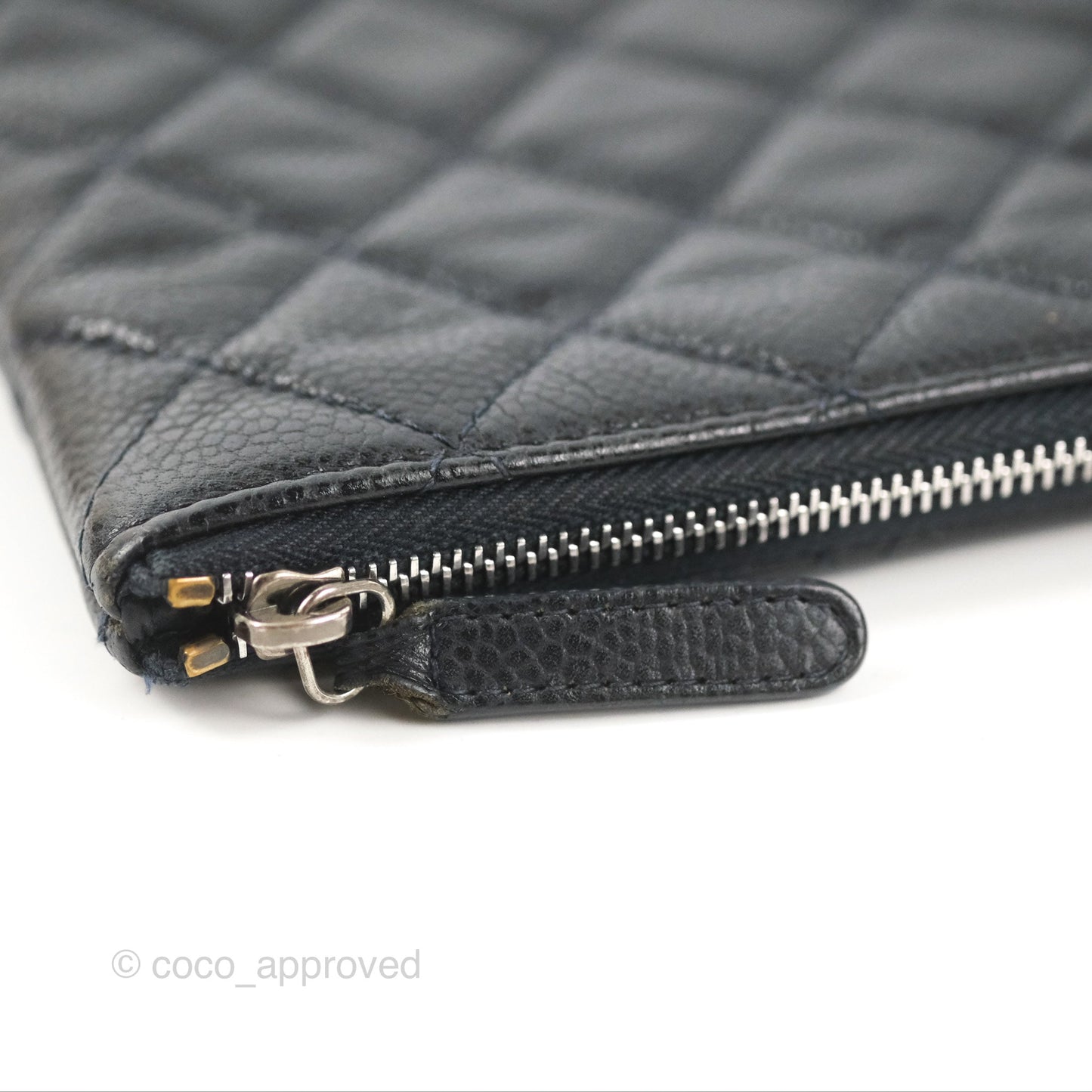 Chanel Medium Classic O Case Quilted Navy Caviar Ruthenium Hardware