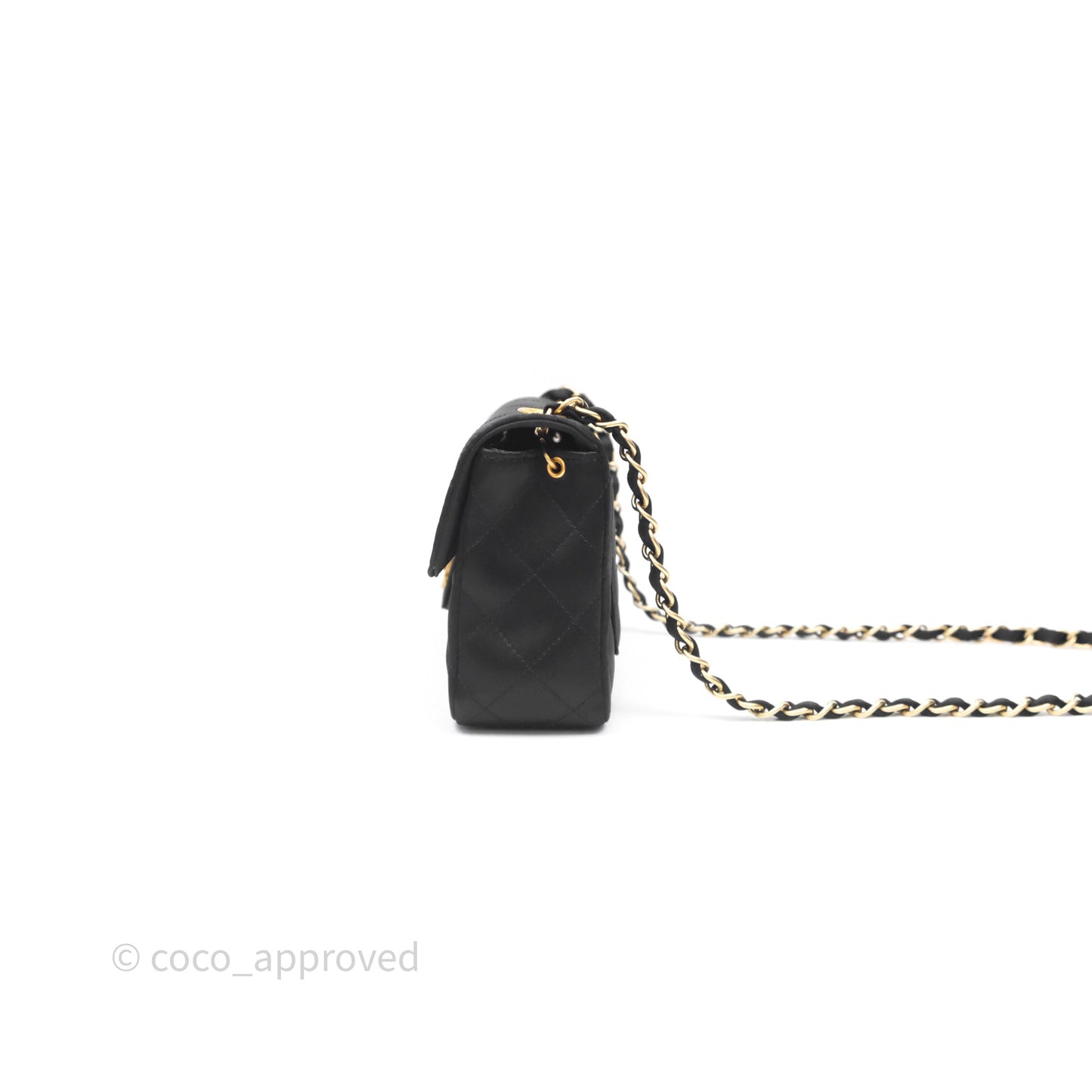 Chanel Vintage Mini Rectangular Black Satin Matte Gold Hardware