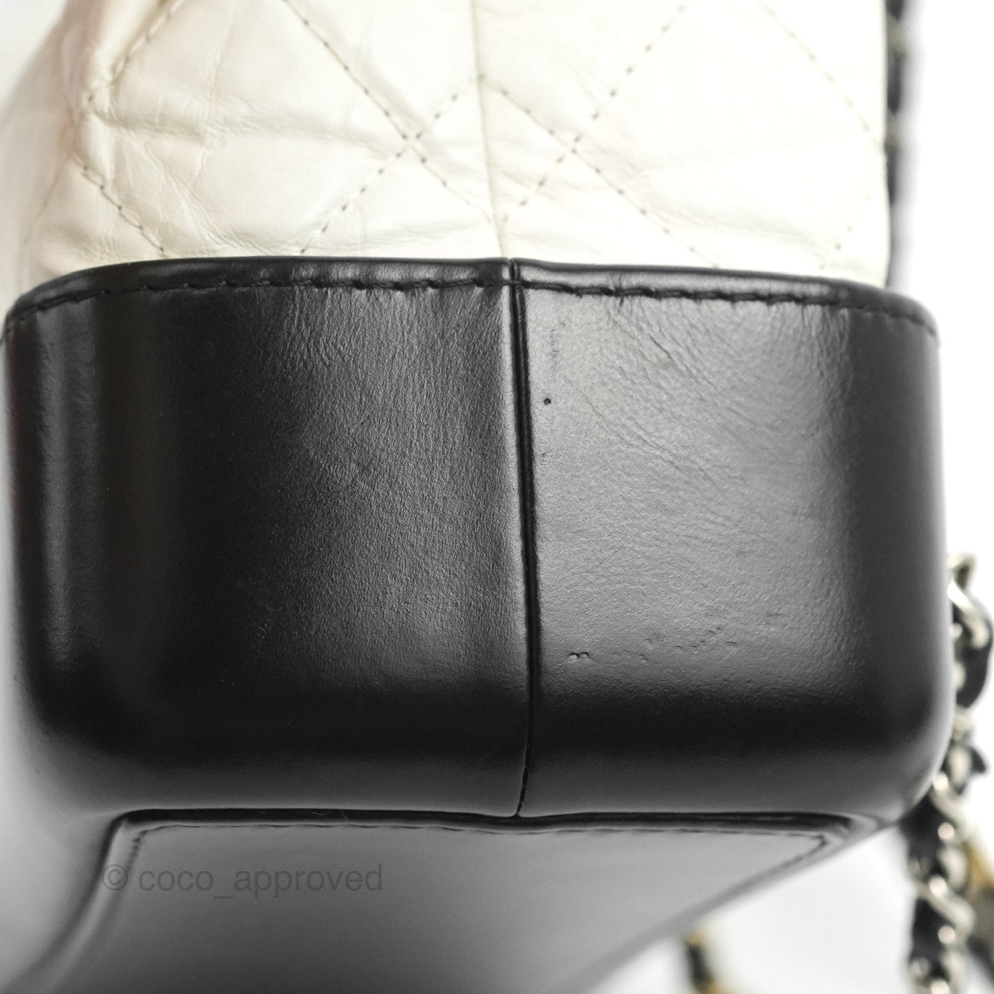 Chanel Small Gabrielle Backpack White Black Aged Calfskin