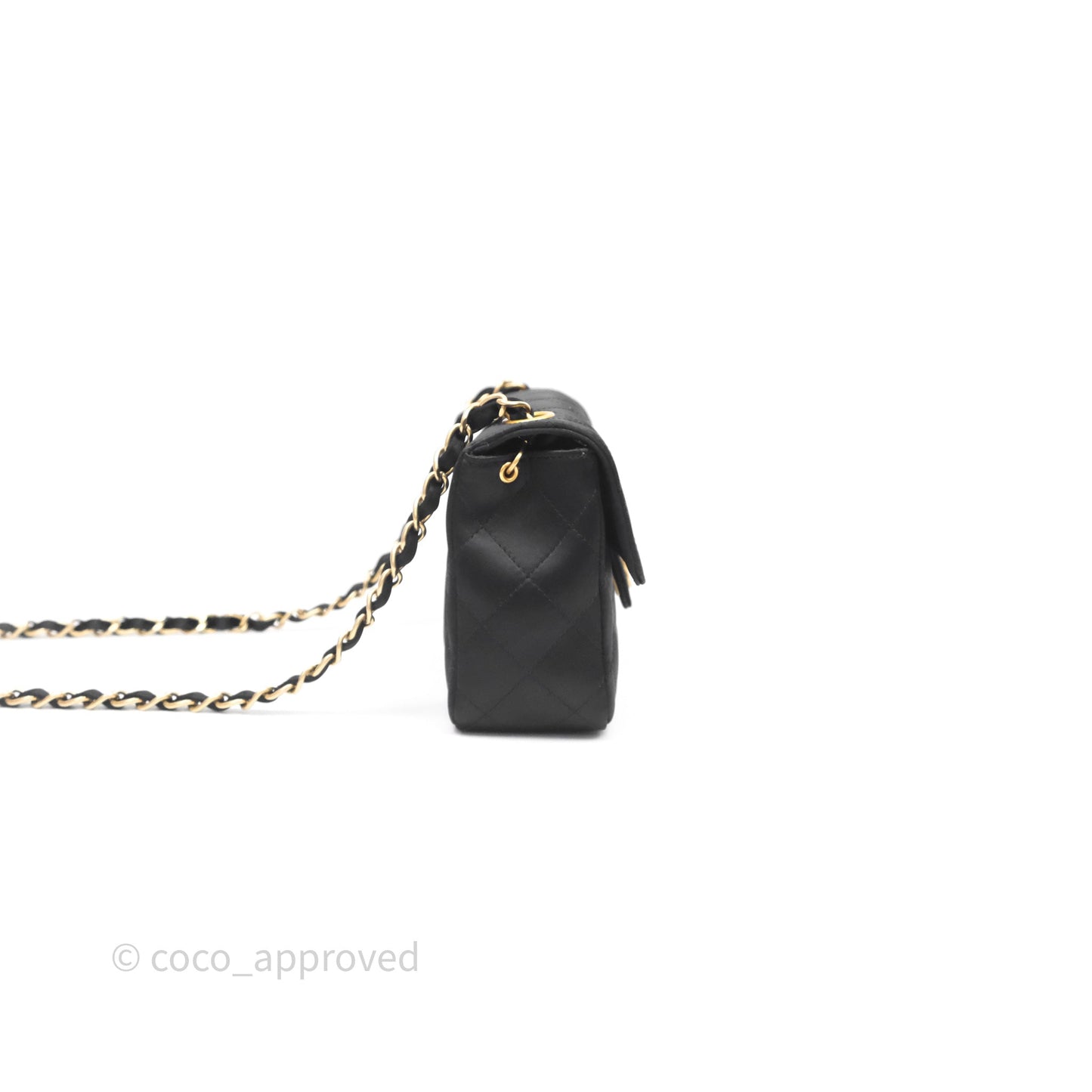 Chanel Vintage Mini Rectangular Black Satin Matte Gold Hardware