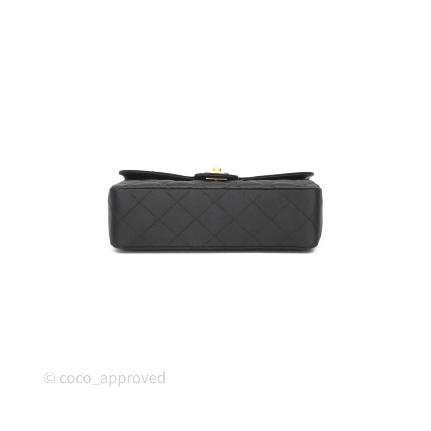 Chanel Vintage Mini Rectangular Black Satin Matte Gold Hardware