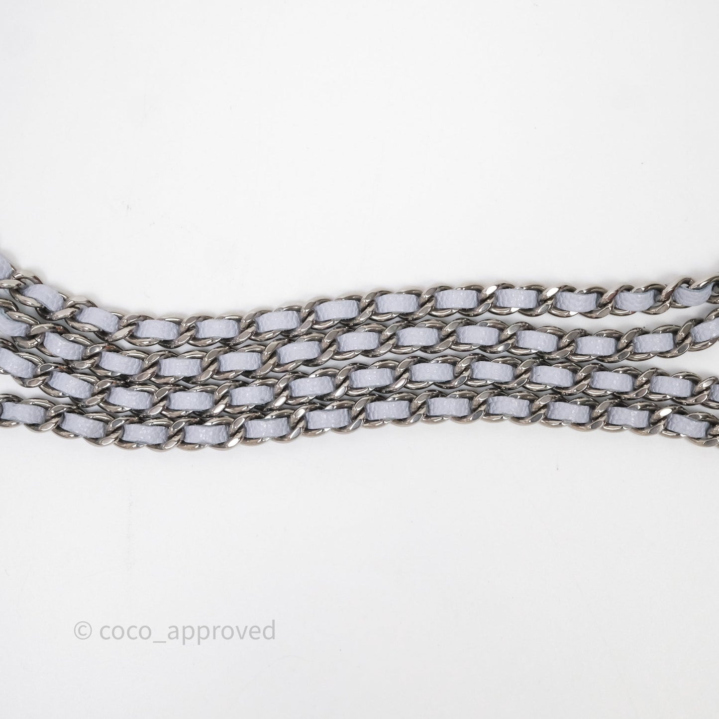Chanel Quilted Classic Wallet on Chain WOC Light Blue Caviar Silver Hardware