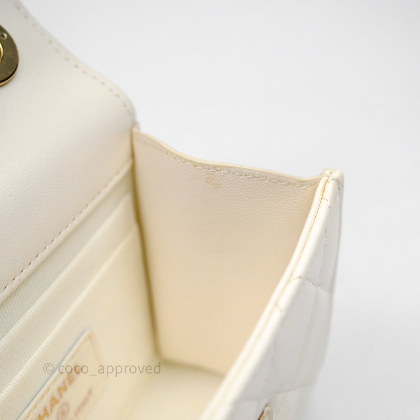 Chanel Mini Quilted Trendy CC Clutch With Chain White Lambskin Gold Hardware