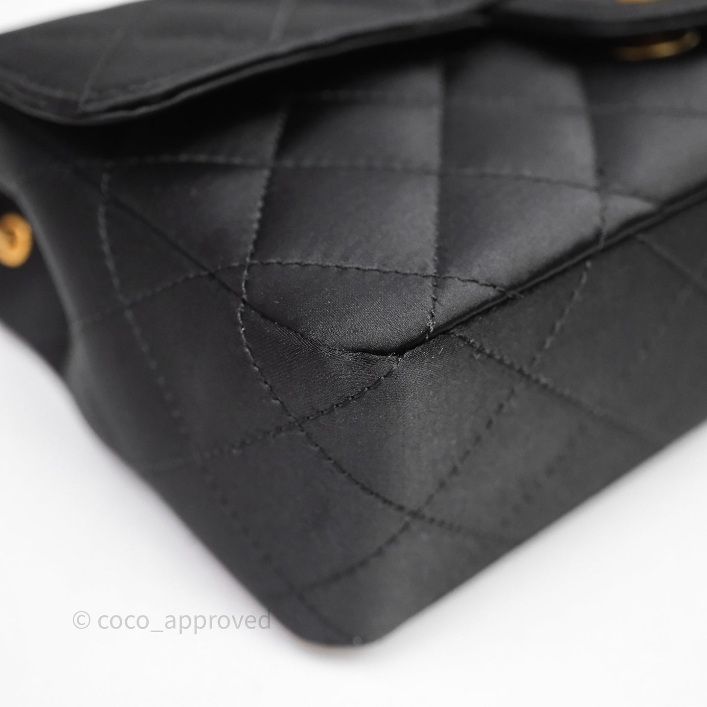Chanel Vintage Mini Rectangular Black Satin Matte Gold Hardware