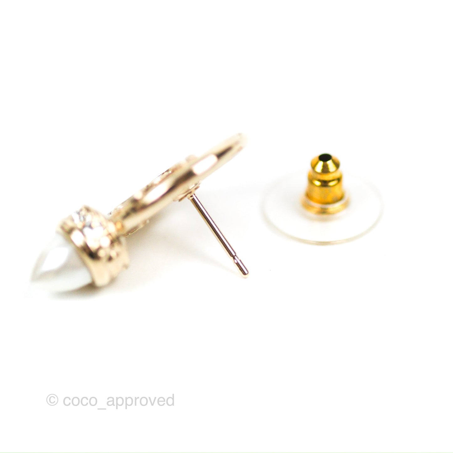 Chanel CC Crystal Pearl Earrings Gold Tone 22C
