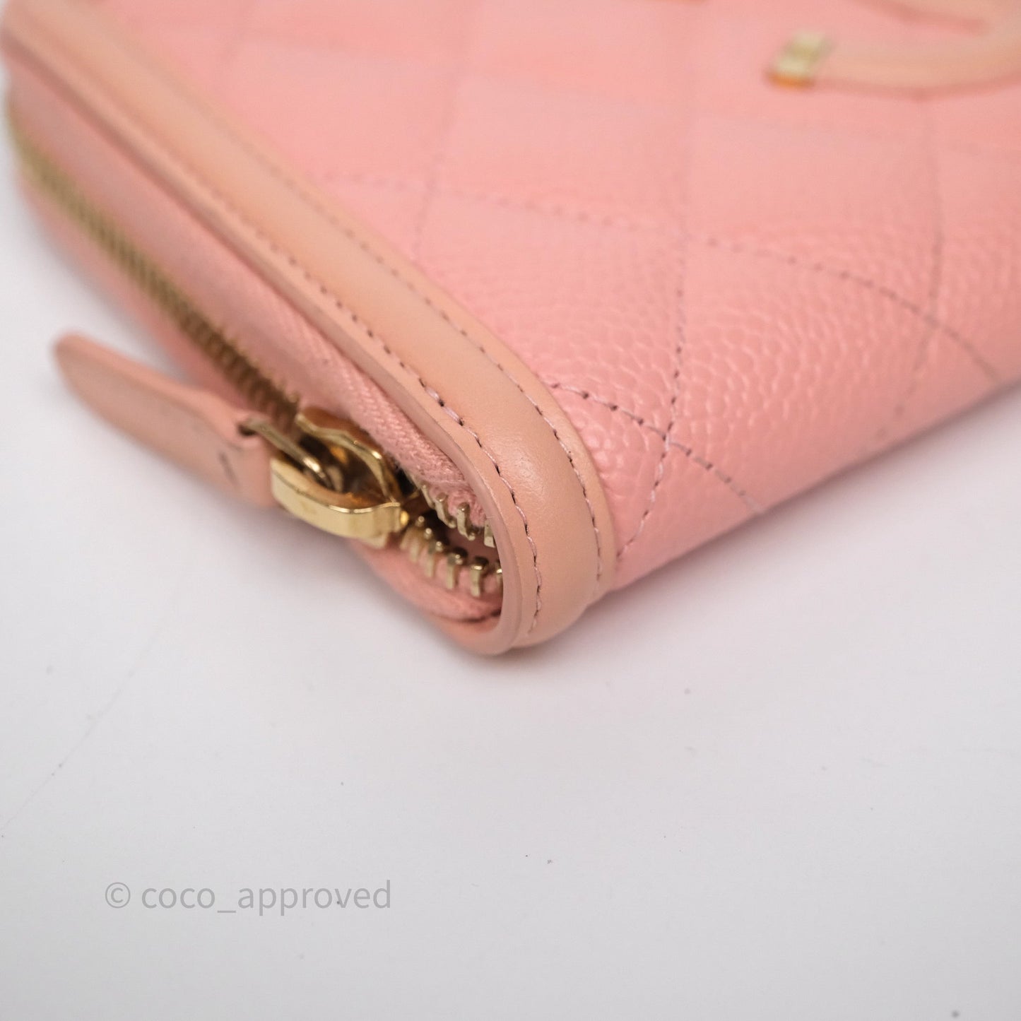 Chanel CC Filigree Zipped Long Wallet Pink Caviar Gold Hardware