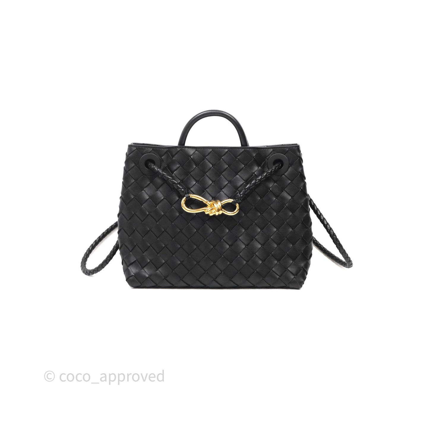 Bottega Veneta Small Andiamo Intrecciato Black Bag Lambskin