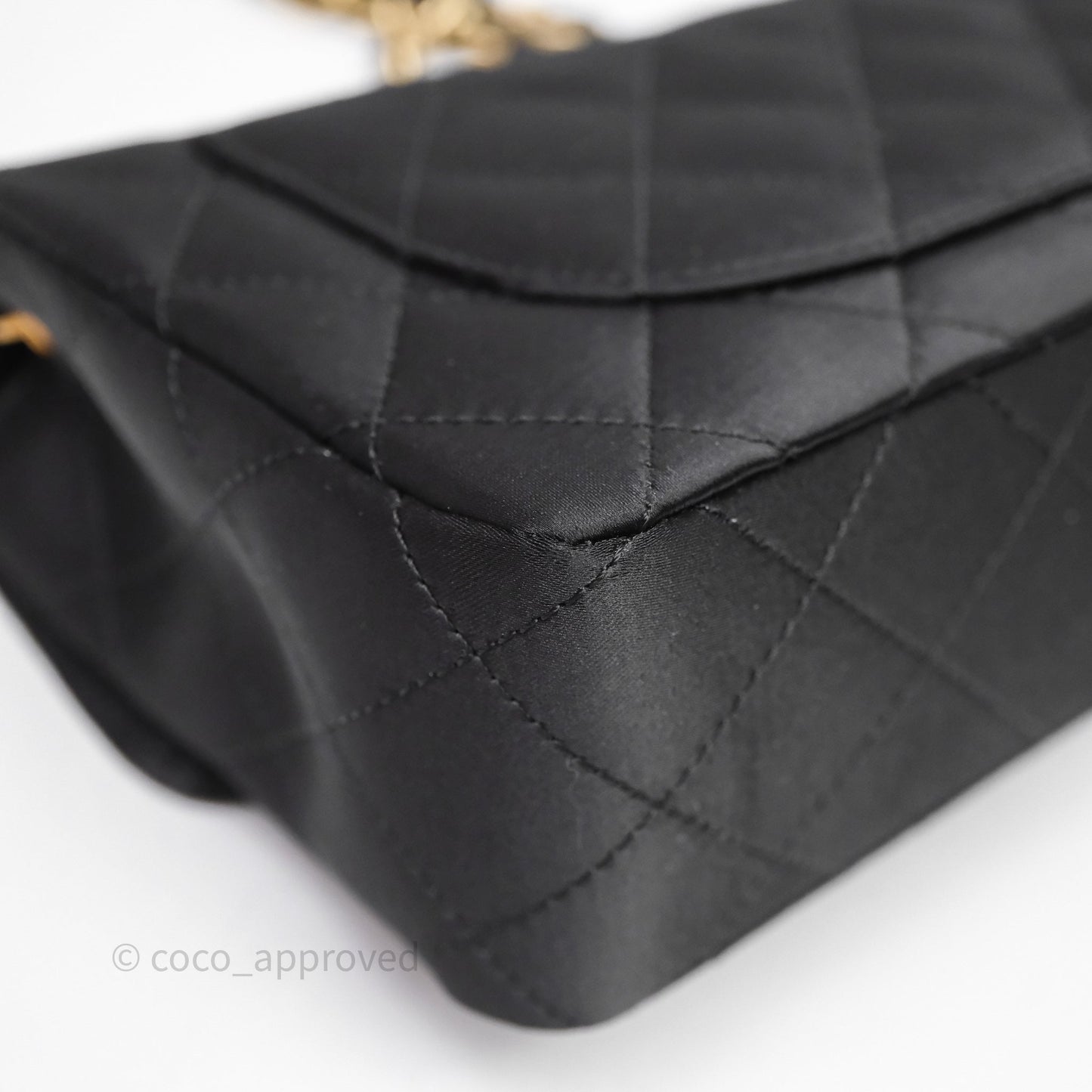 Chanel Vintage Mini Rectangular Black Satin Matte Gold Hardware