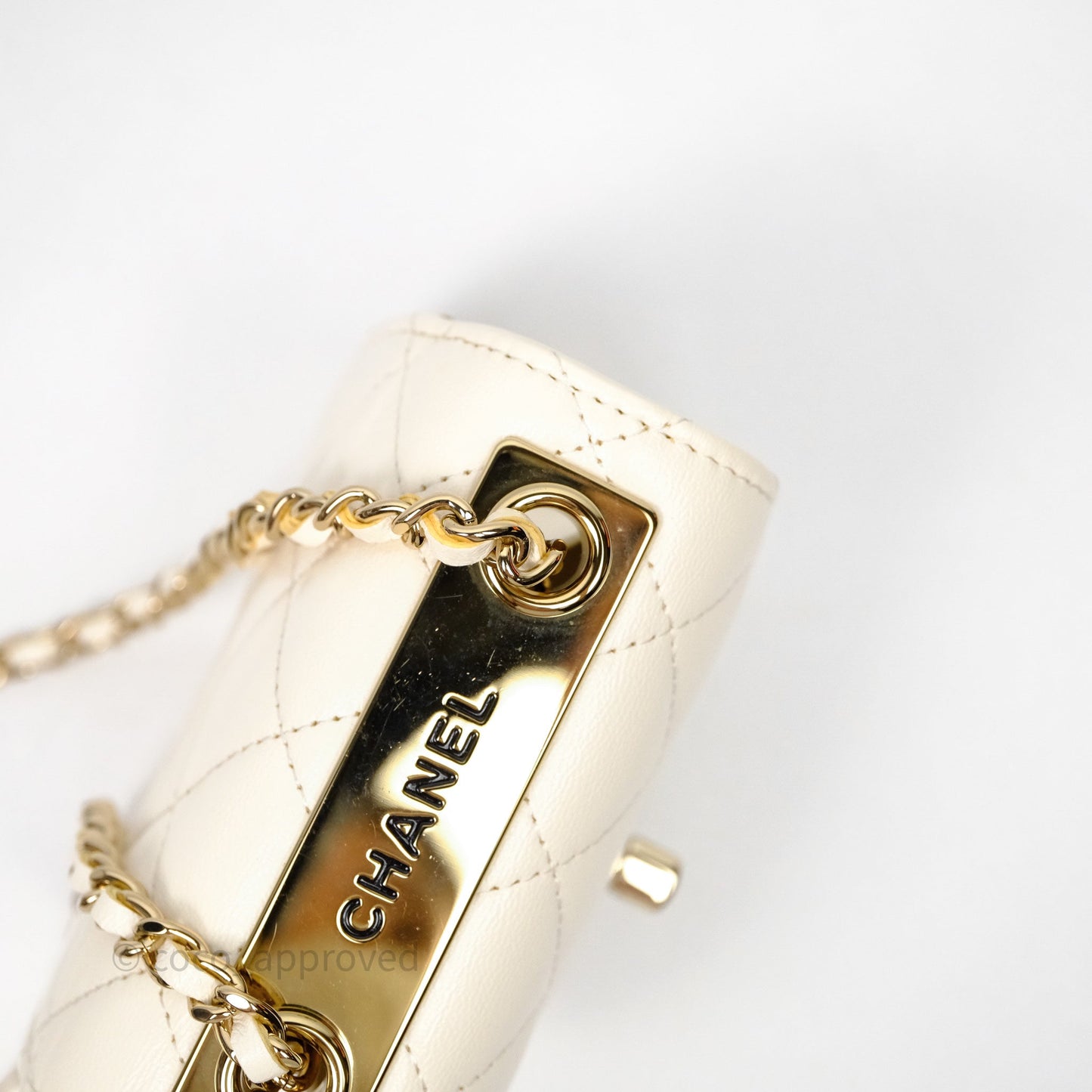 Chanel Mini Quilted Trendy CC Clutch With Chain White Lambskin Gold Hardware