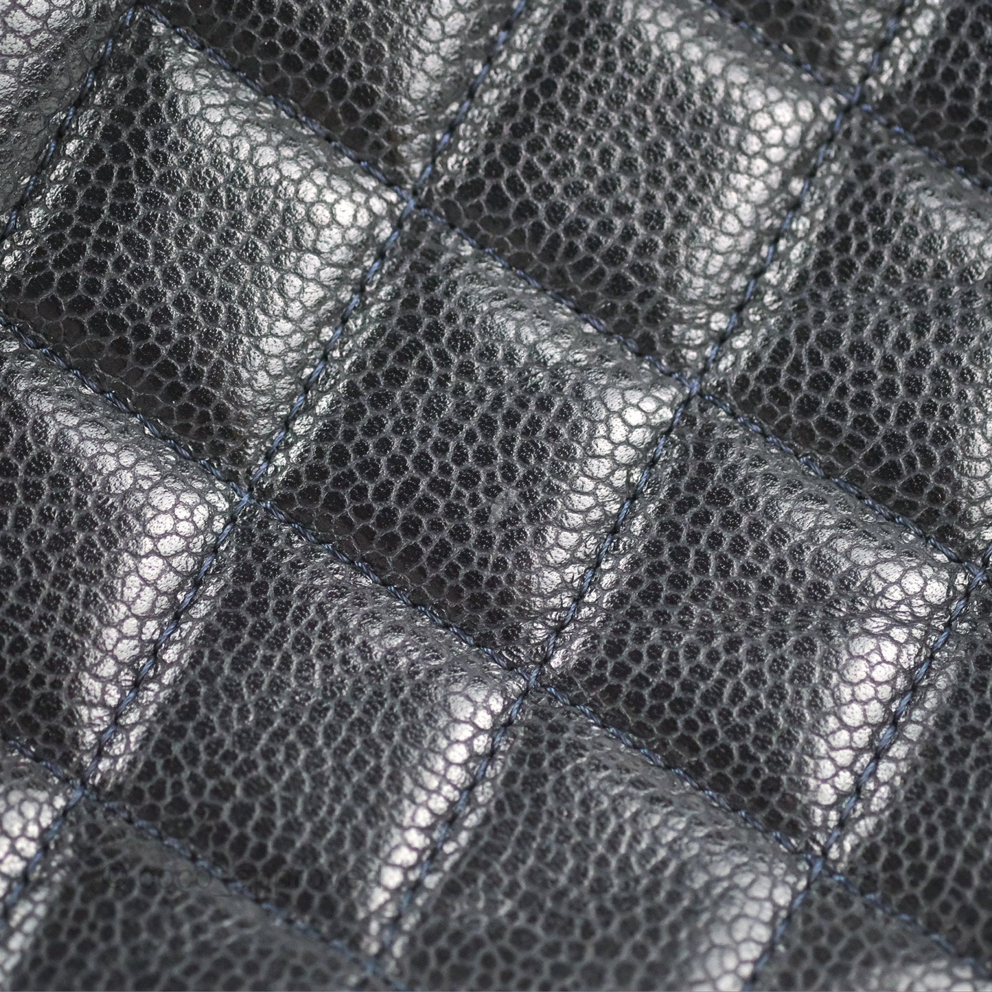 Chanel Medium Classic O Case Quilted Navy Caviar Ruthenium Hardware