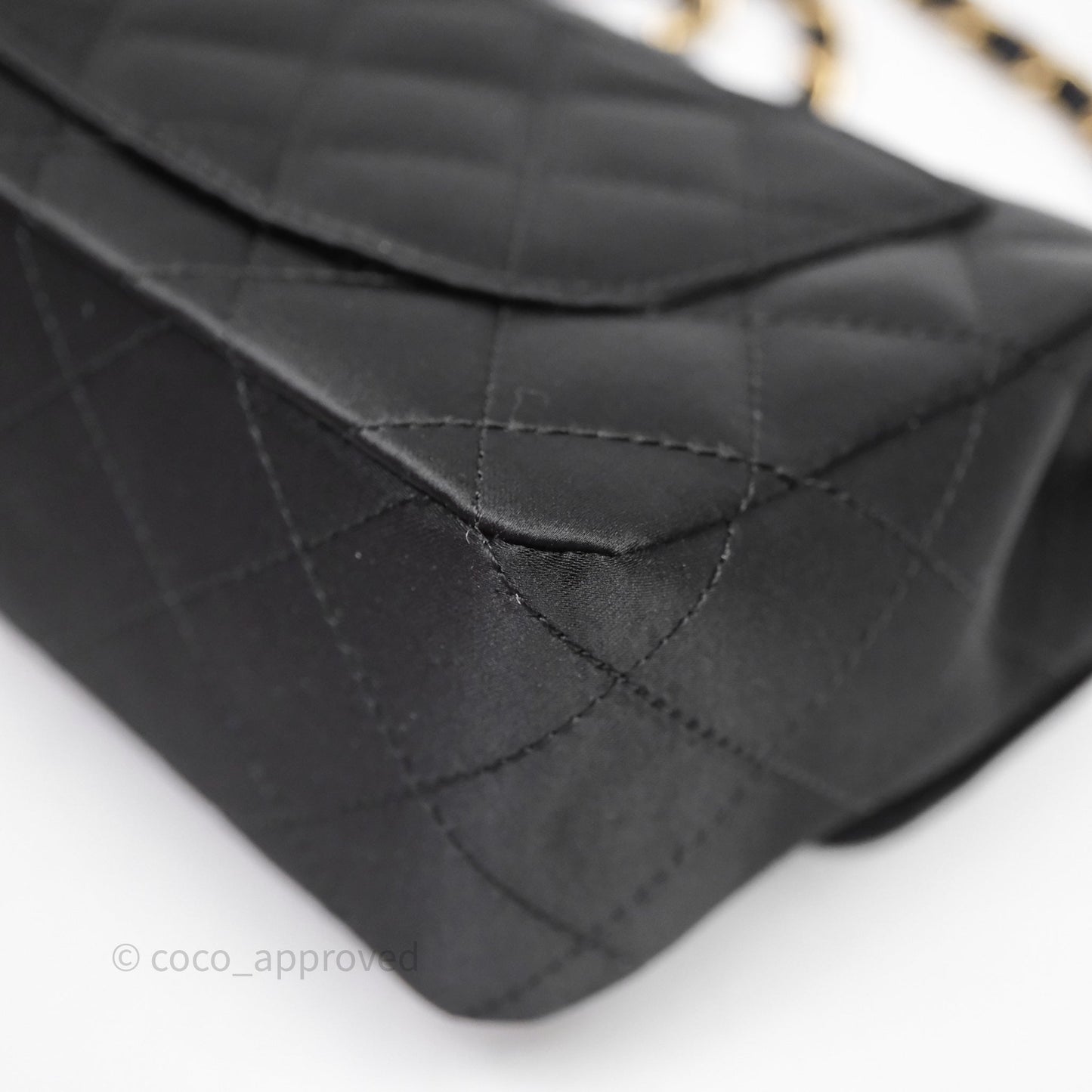 Chanel Vintage Mini Rectangular Black Satin Matte Gold Hardware