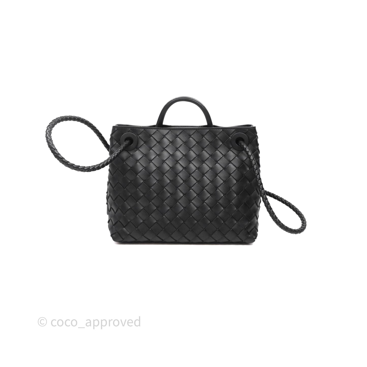Bottega Veneta Small Andiamo Intrecciato Black Bag Lambskin
