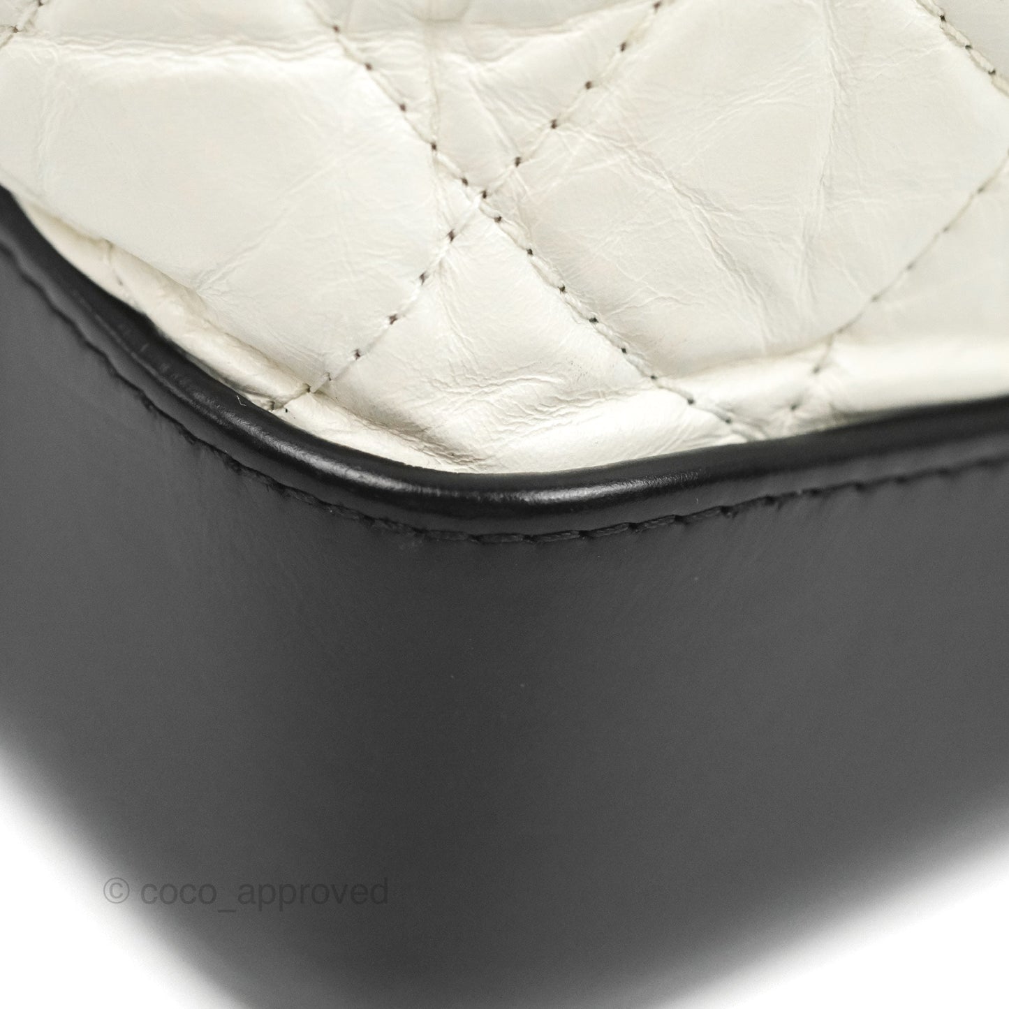 Chanel Small Gabrielle Backpack White Black Aged Calfskin