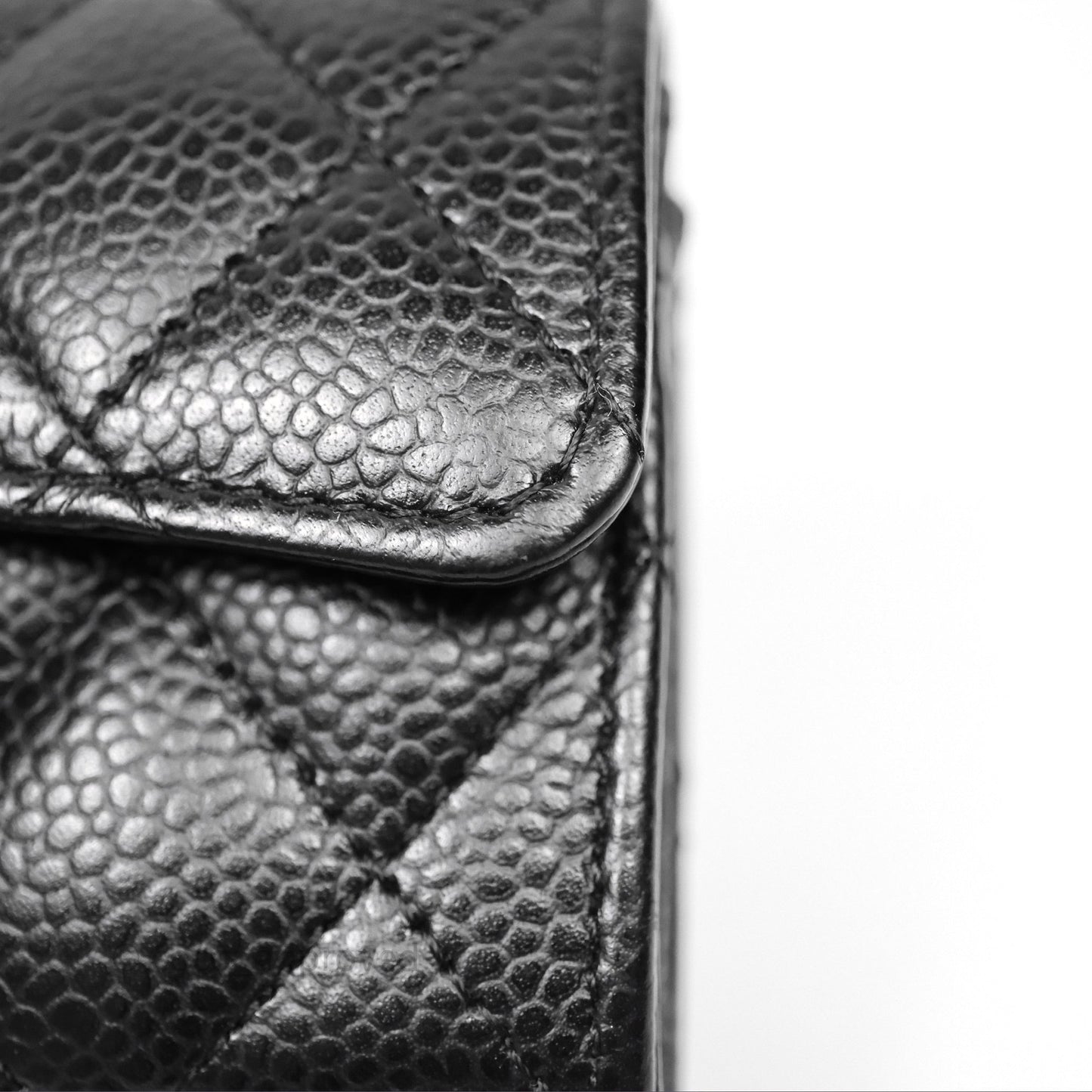 Chanel Quilted Flap Card Holder Caviar Black Gold Hardware