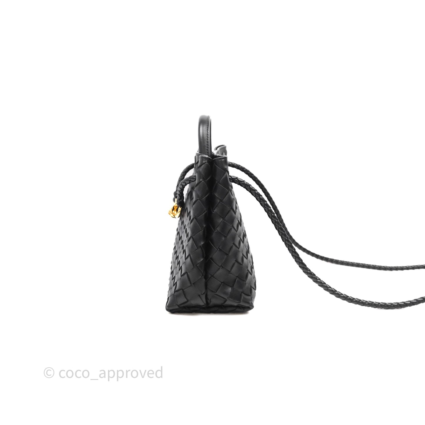 Bottega Veneta Small Andiamo Intrecciato Black Bag Lambskin