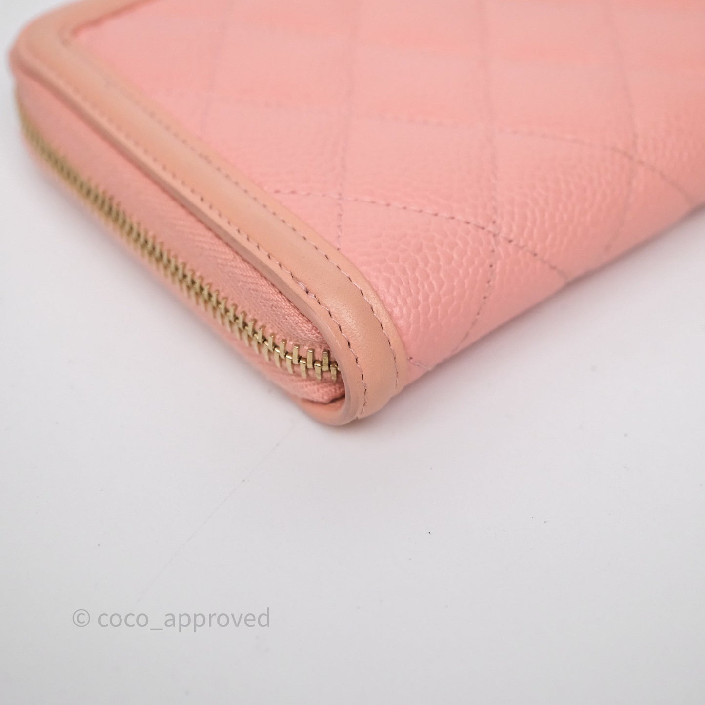 Chanel CC Filigree Zipped Long Wallet Pink Caviar Gold Hardware