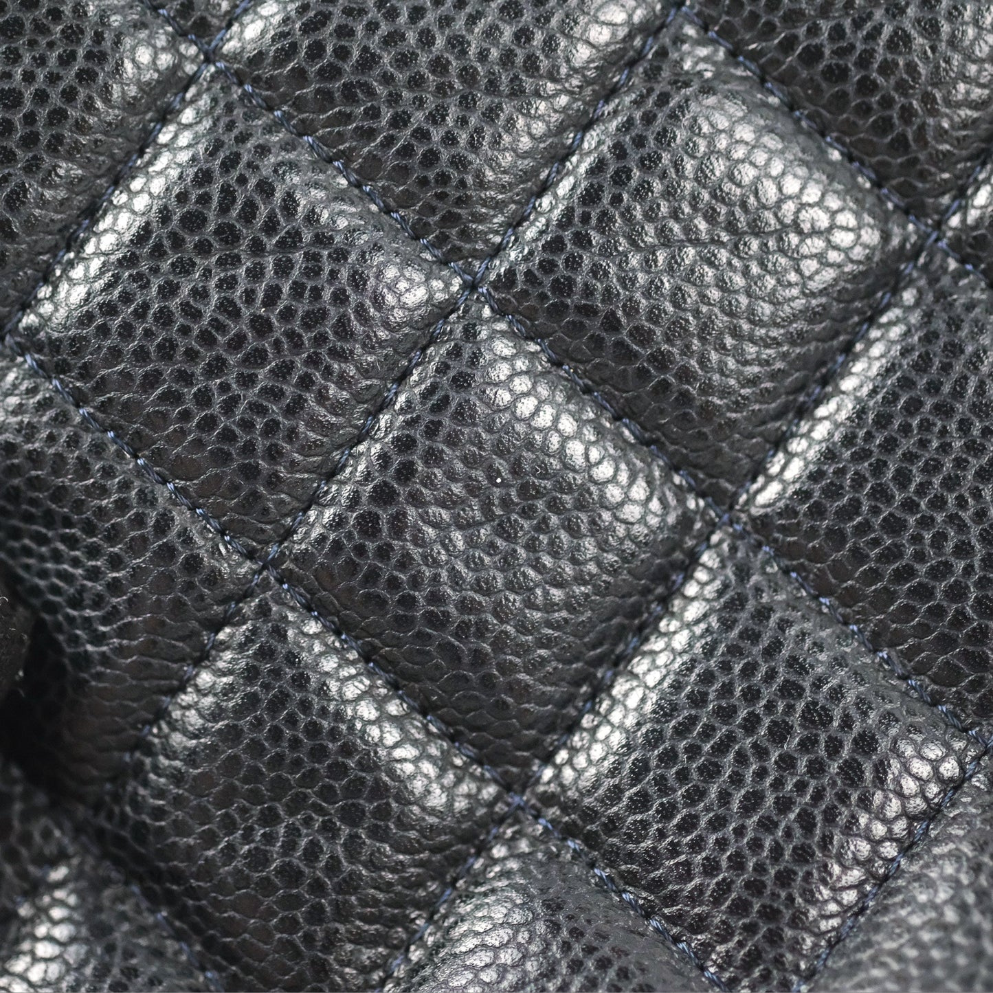 Chanel Medium Classic O Case Quilted Navy Caviar Ruthenium Hardware