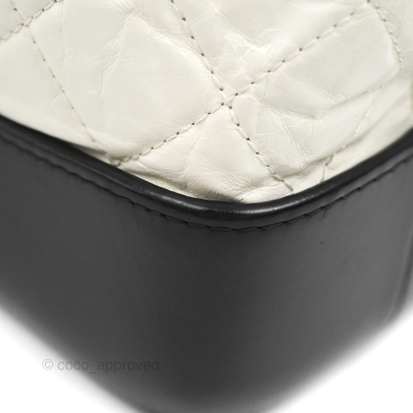 Chanel Small Gabrielle Backpack White Black Aged Calfskin