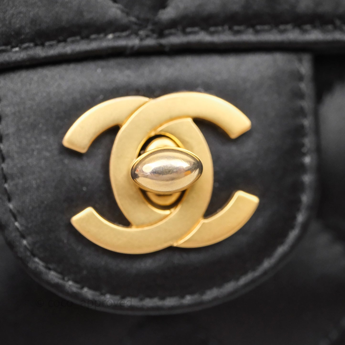 Chanel Vintage Mini Rectangular Black Satin Matte Gold Hardware