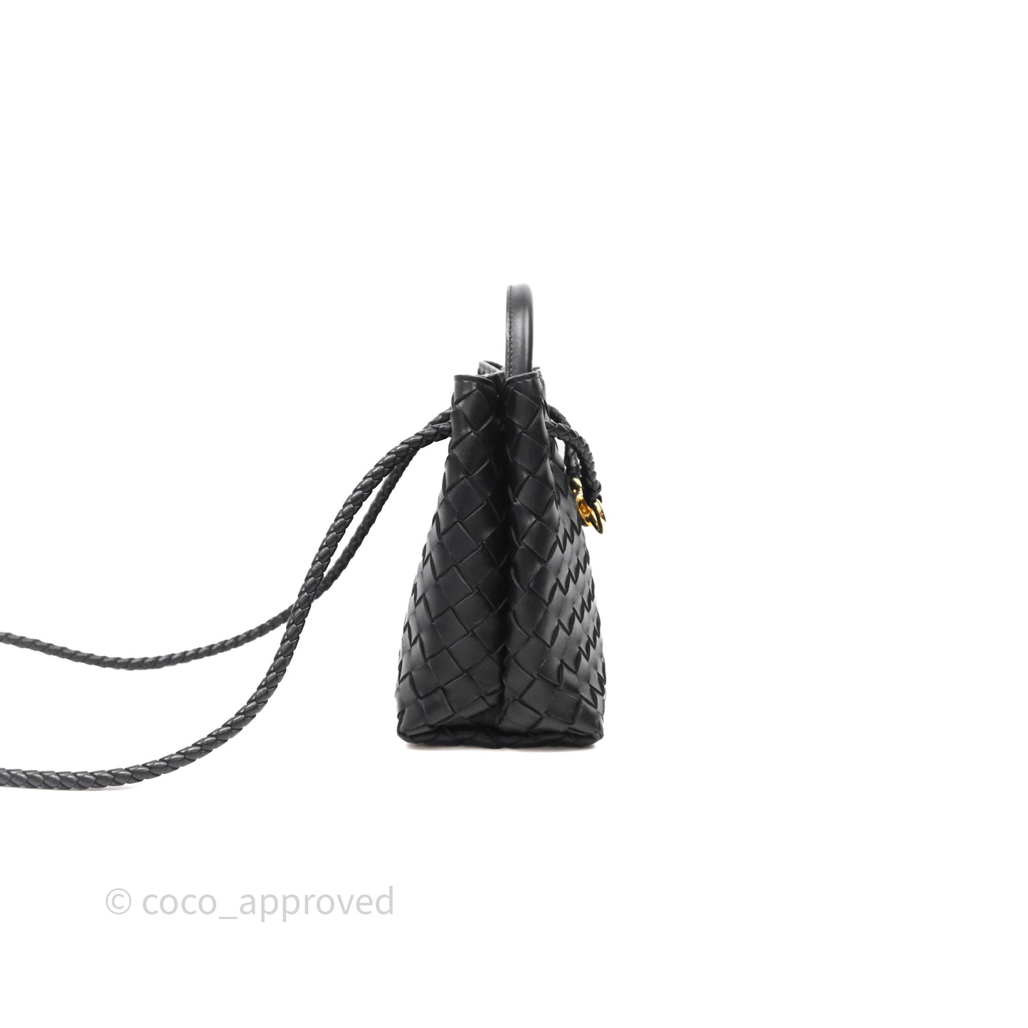 Bottega Veneta Small Andiamo Intrecciato Black Bag Lambskin