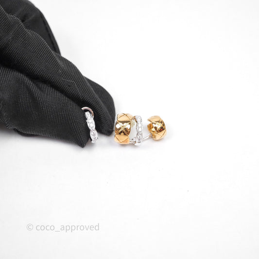 Chanel Coco Crush Asymmetrical Earrings White Gold & Yellow Gold With Diamond