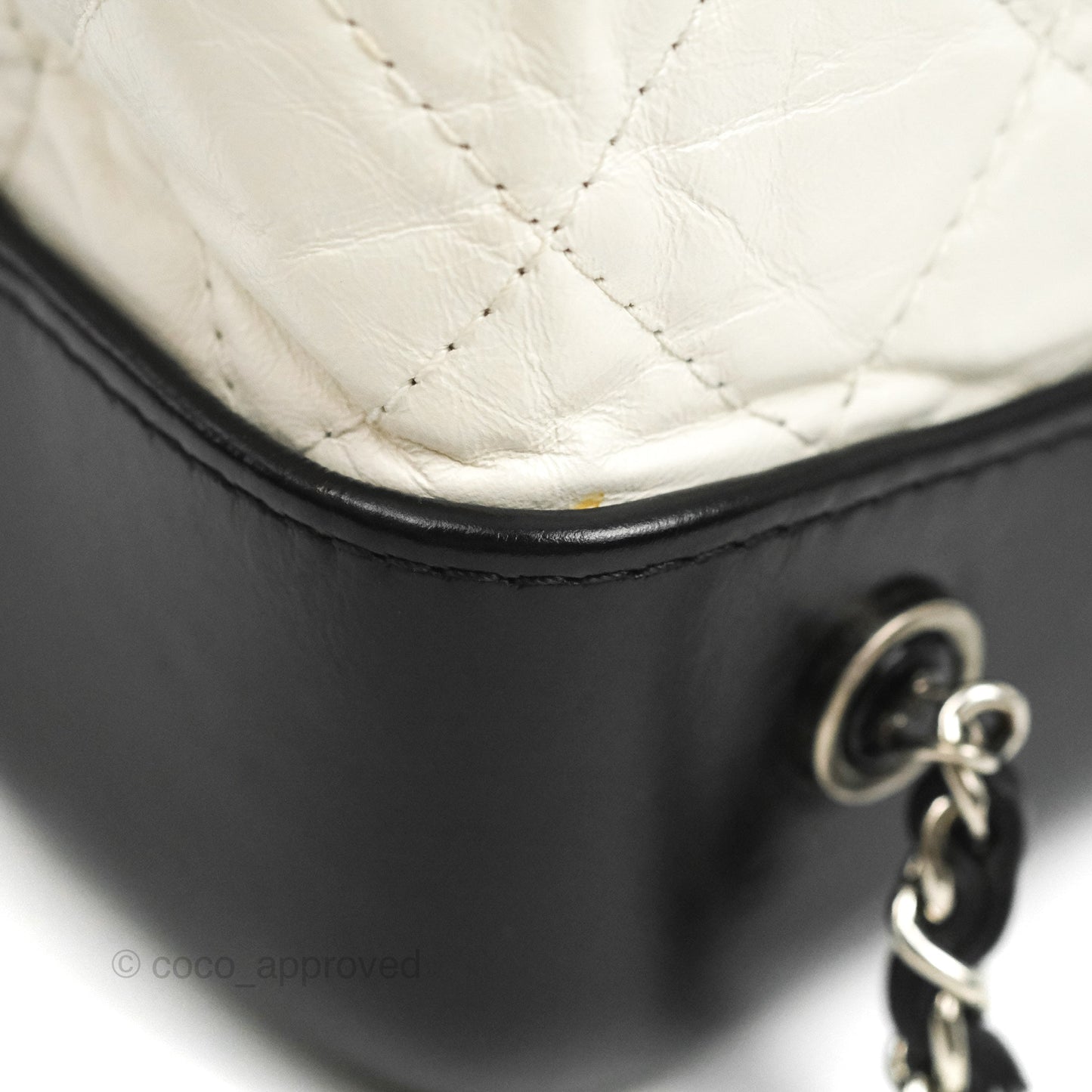 Chanel Small Gabrielle Backpack White Black Aged Calfskin