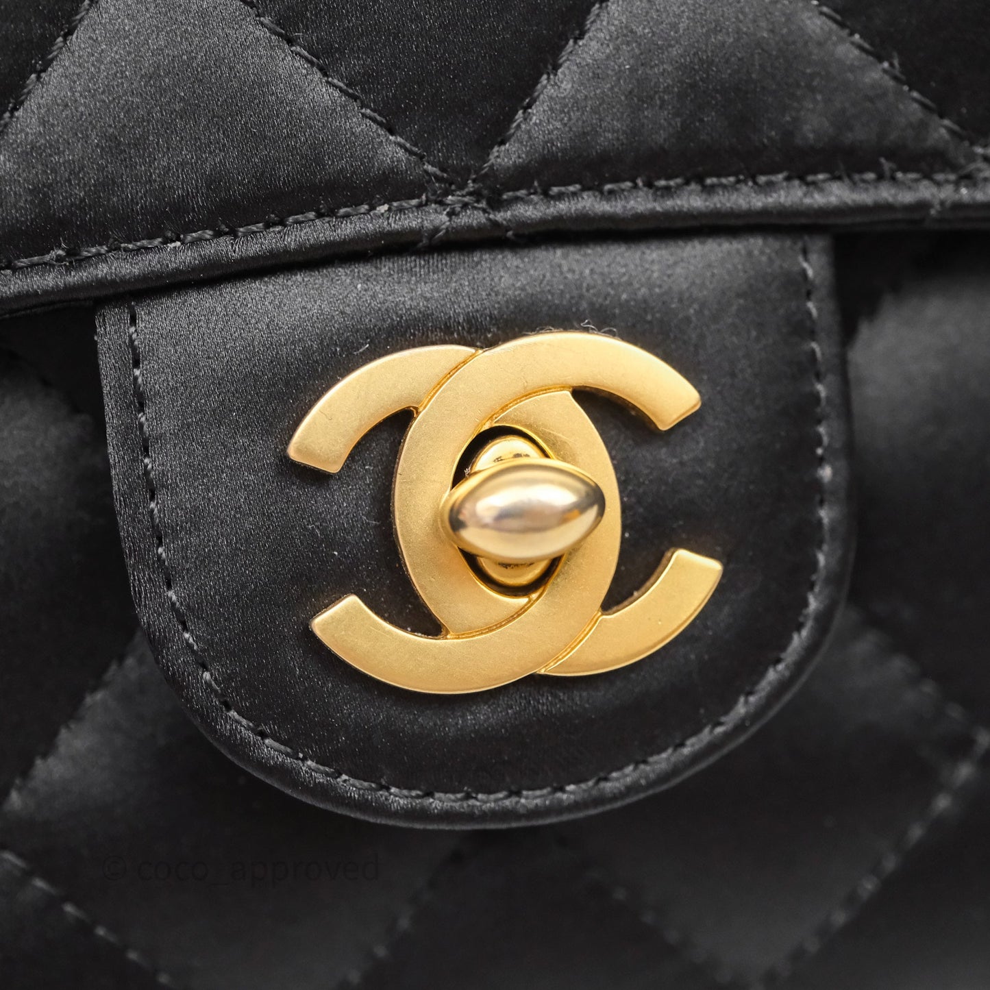 Chanel Vintage Mini Rectangular Black Satin Matte Gold Hardware