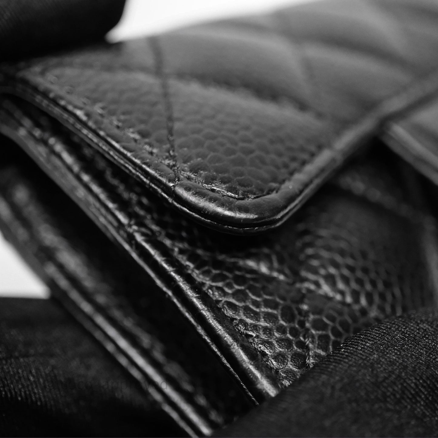Chanel Quilted Flap Card Holder Caviar Black Gold Hardware