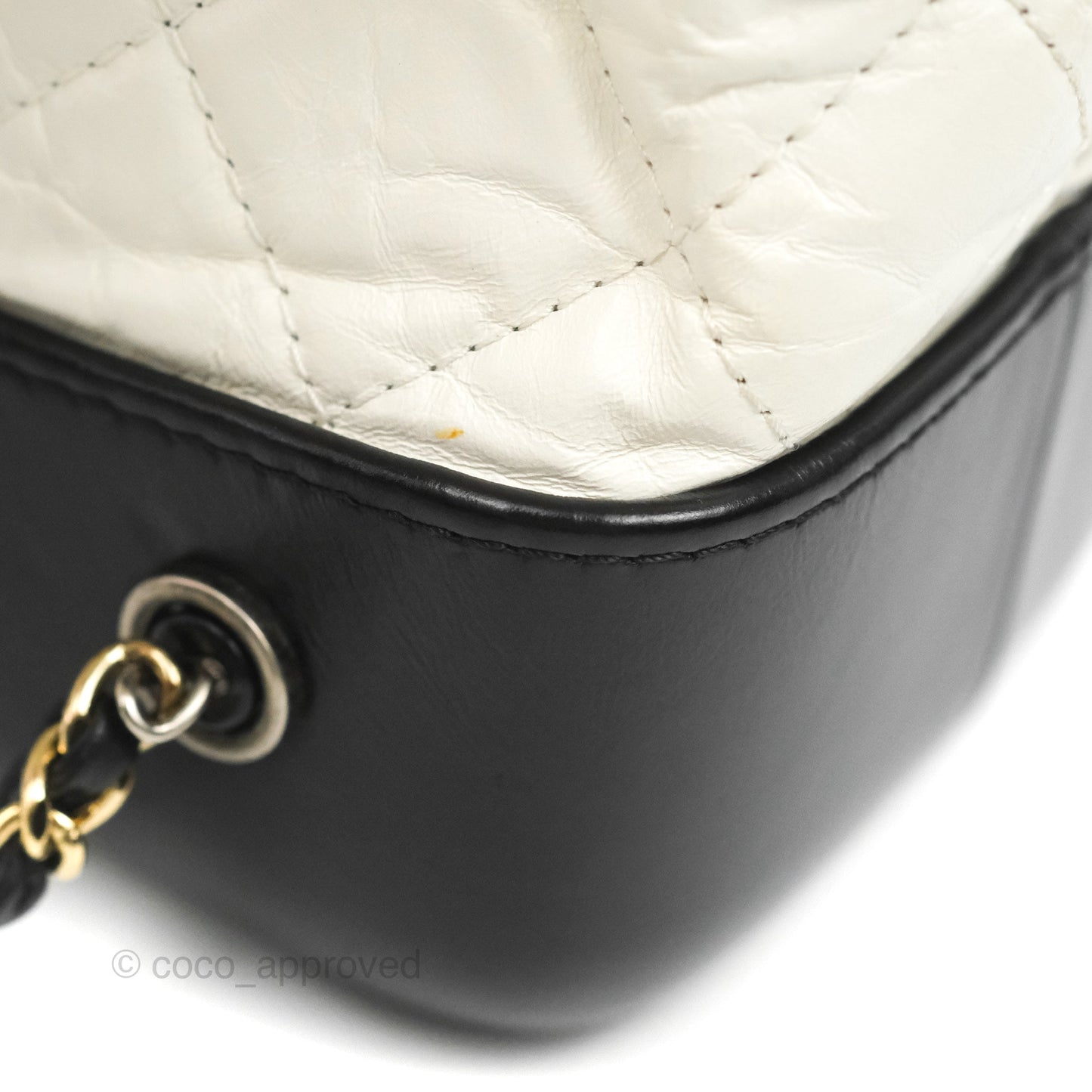 Chanel Small Gabrielle Backpack White Black Aged Calfskin