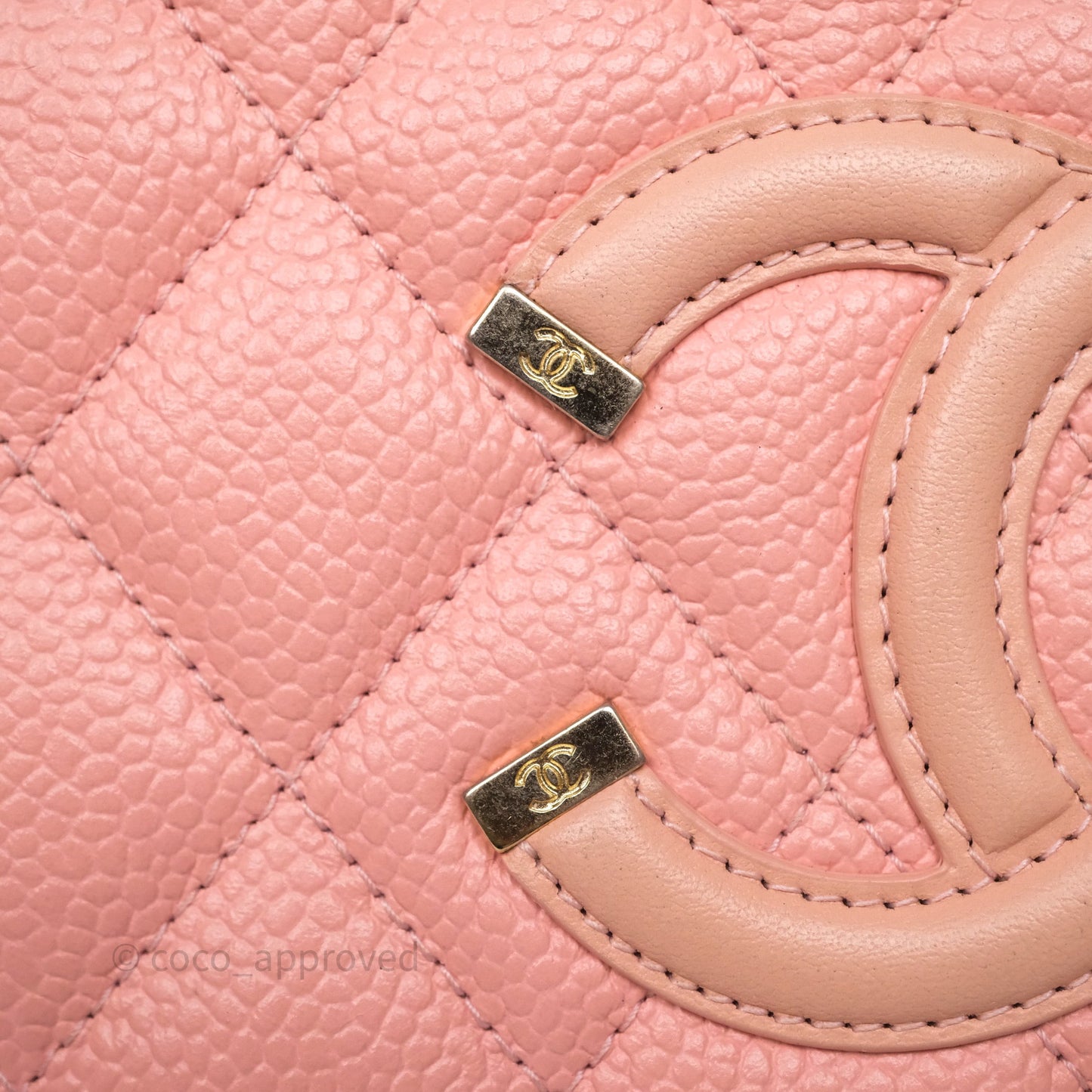Chanel CC Filigree Zipped Long Wallet Pink Caviar Gold Hardware