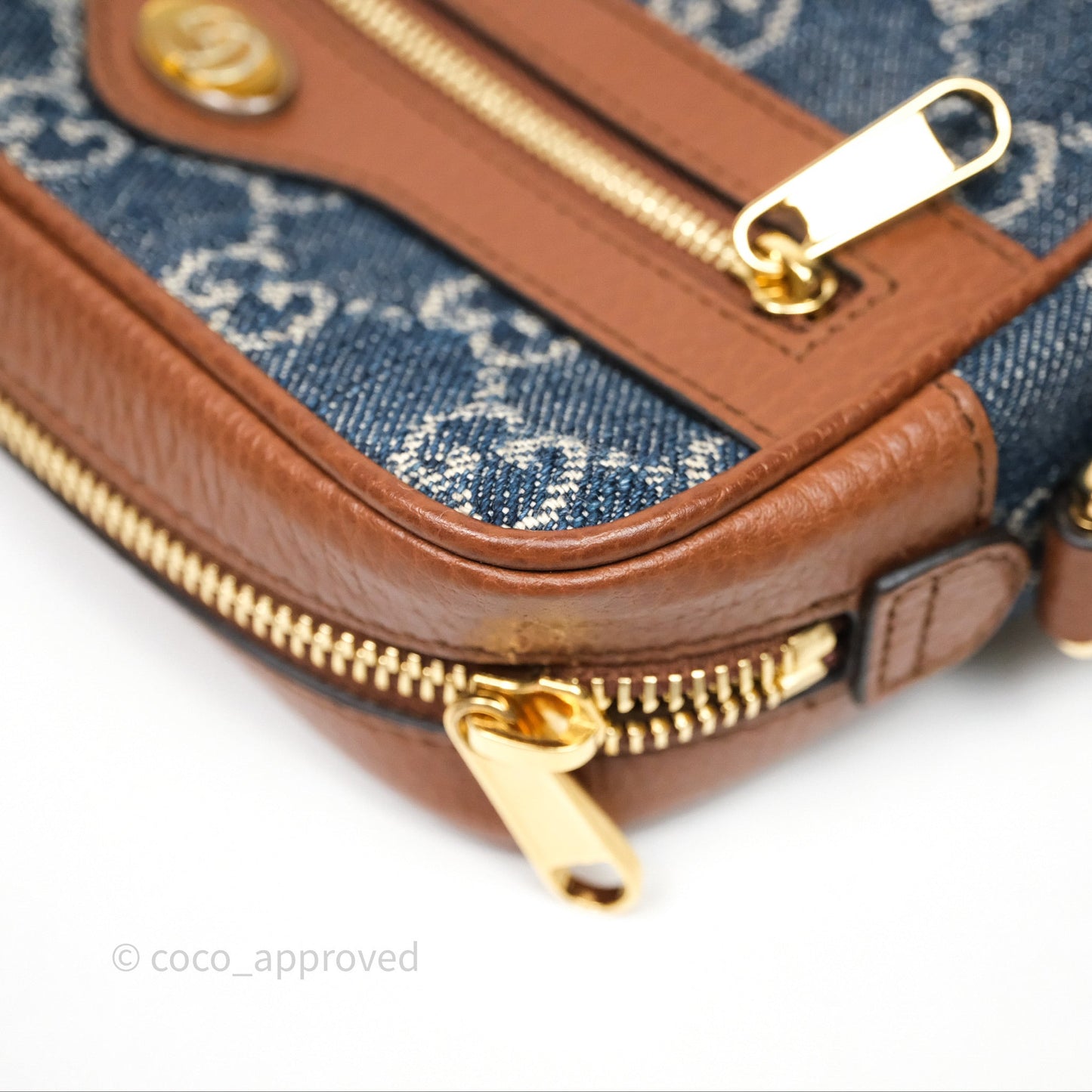 Gucci Ophidia Jacquard Denim Mini Bag Gold Hardware