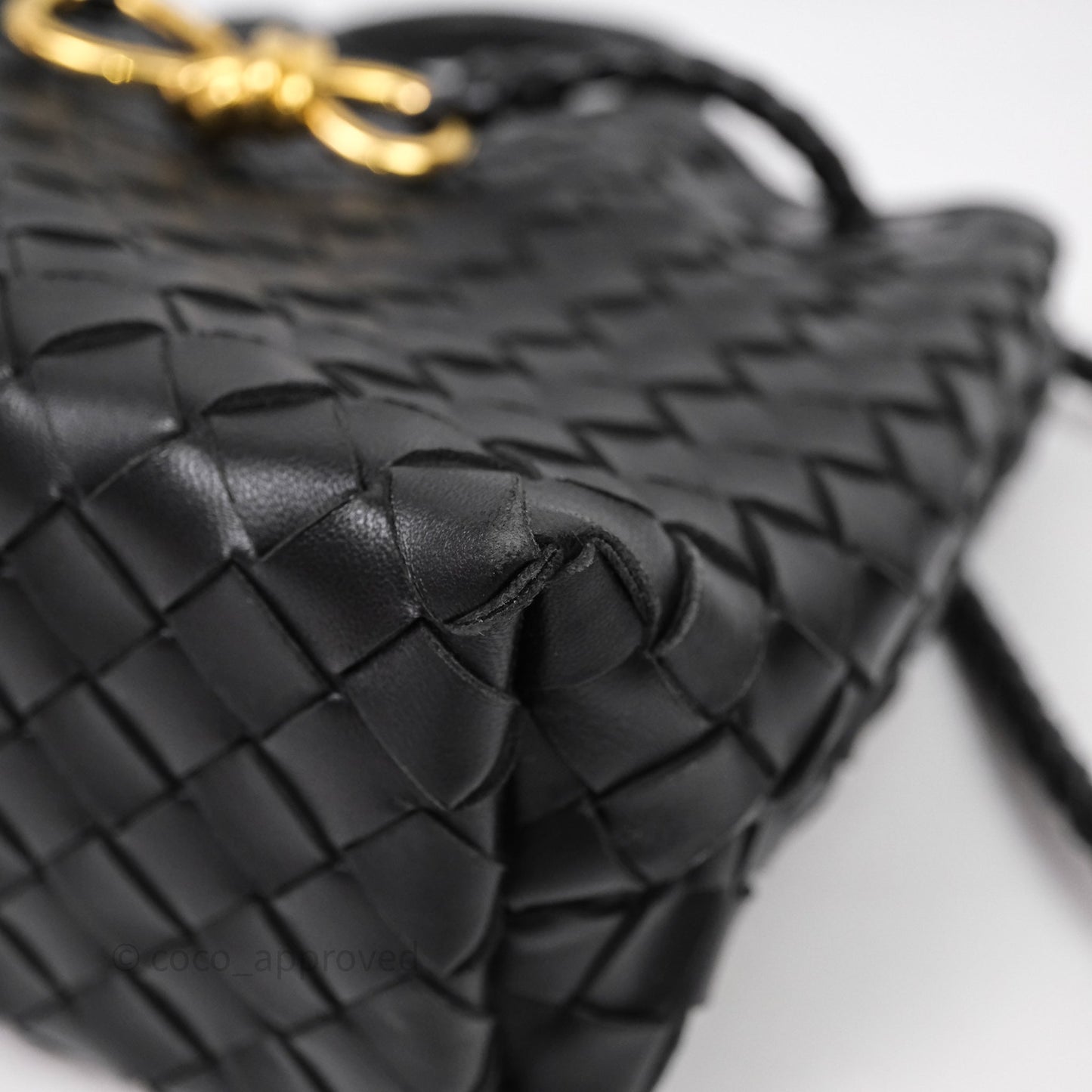Bottega Veneta Small Andiamo Intrecciato Black Bag Lambskin