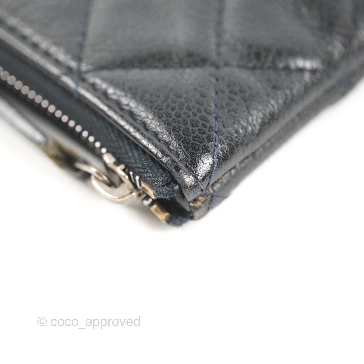 Chanel Medium Classic O Case Quilted Navy Caviar Ruthenium Hardware