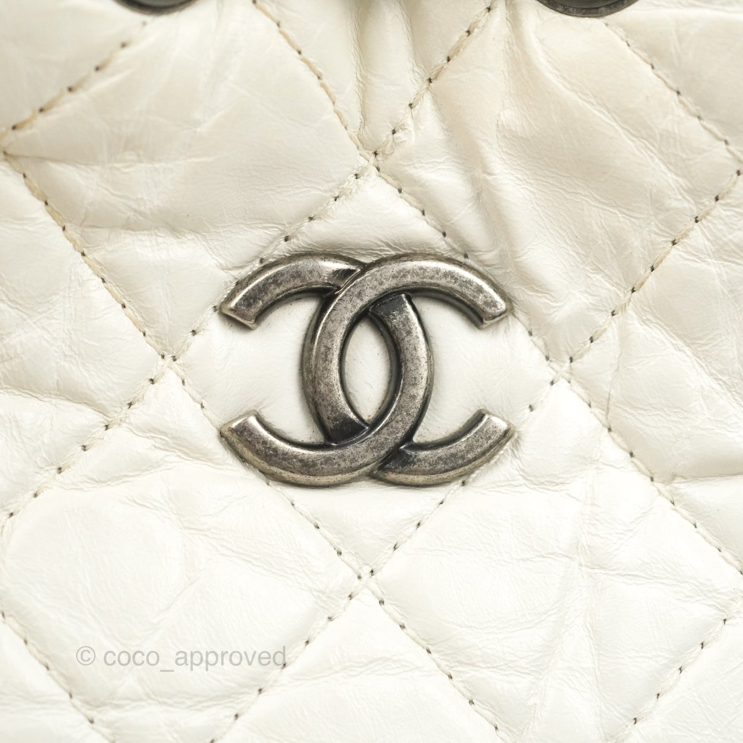 Chanel Small Gabrielle Backpack White Black Aged Calfskin