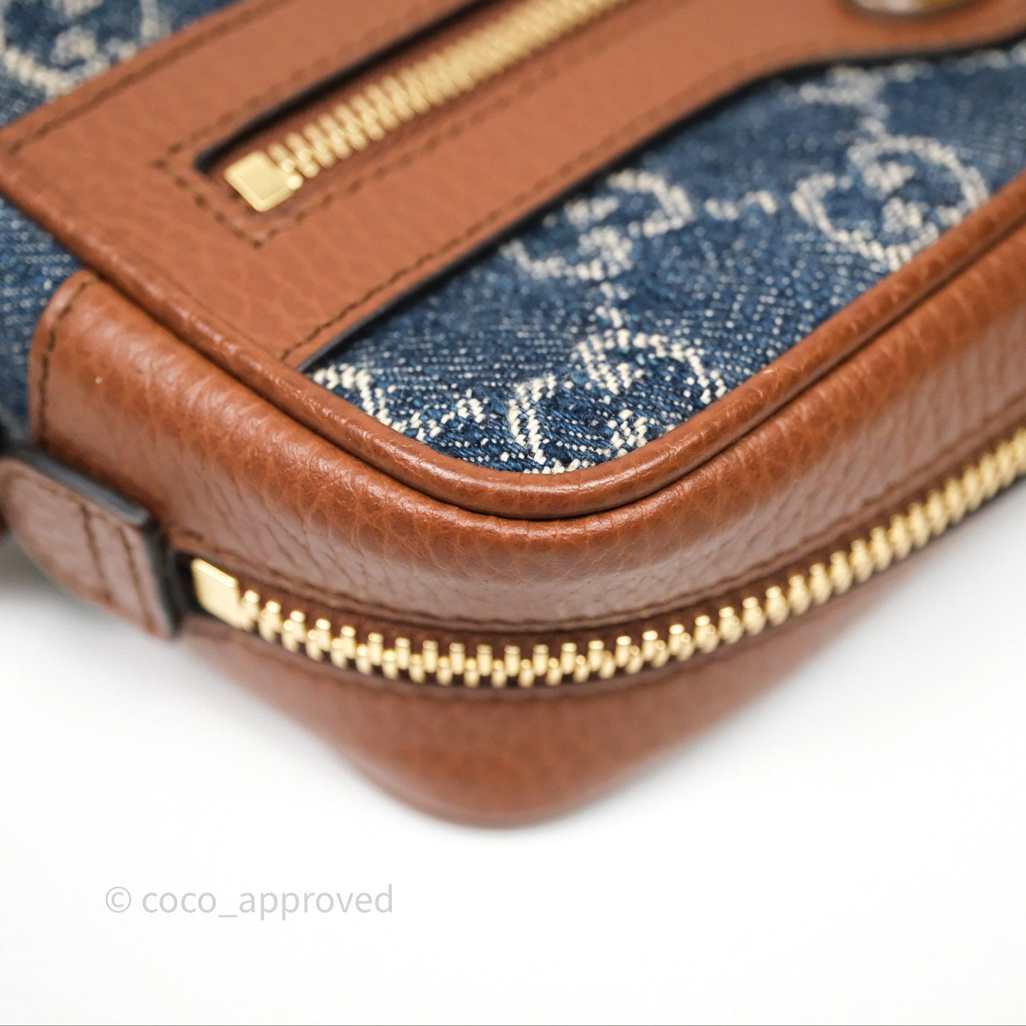 Gucci Ophidia Jacquard Denim Mini Bag Gold Hardware