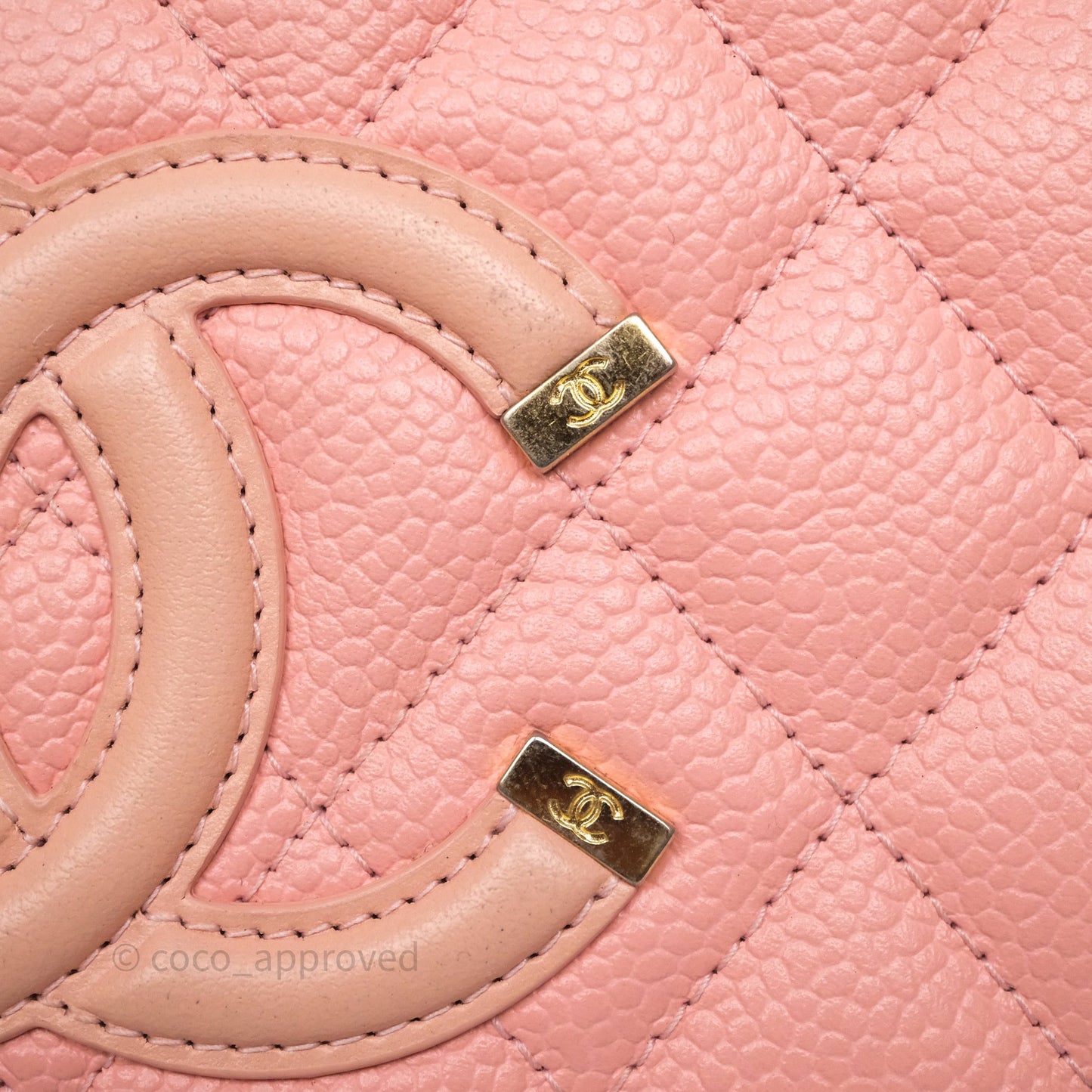 Chanel CC Filigree Zipped Long Wallet Pink Caviar Gold Hardware