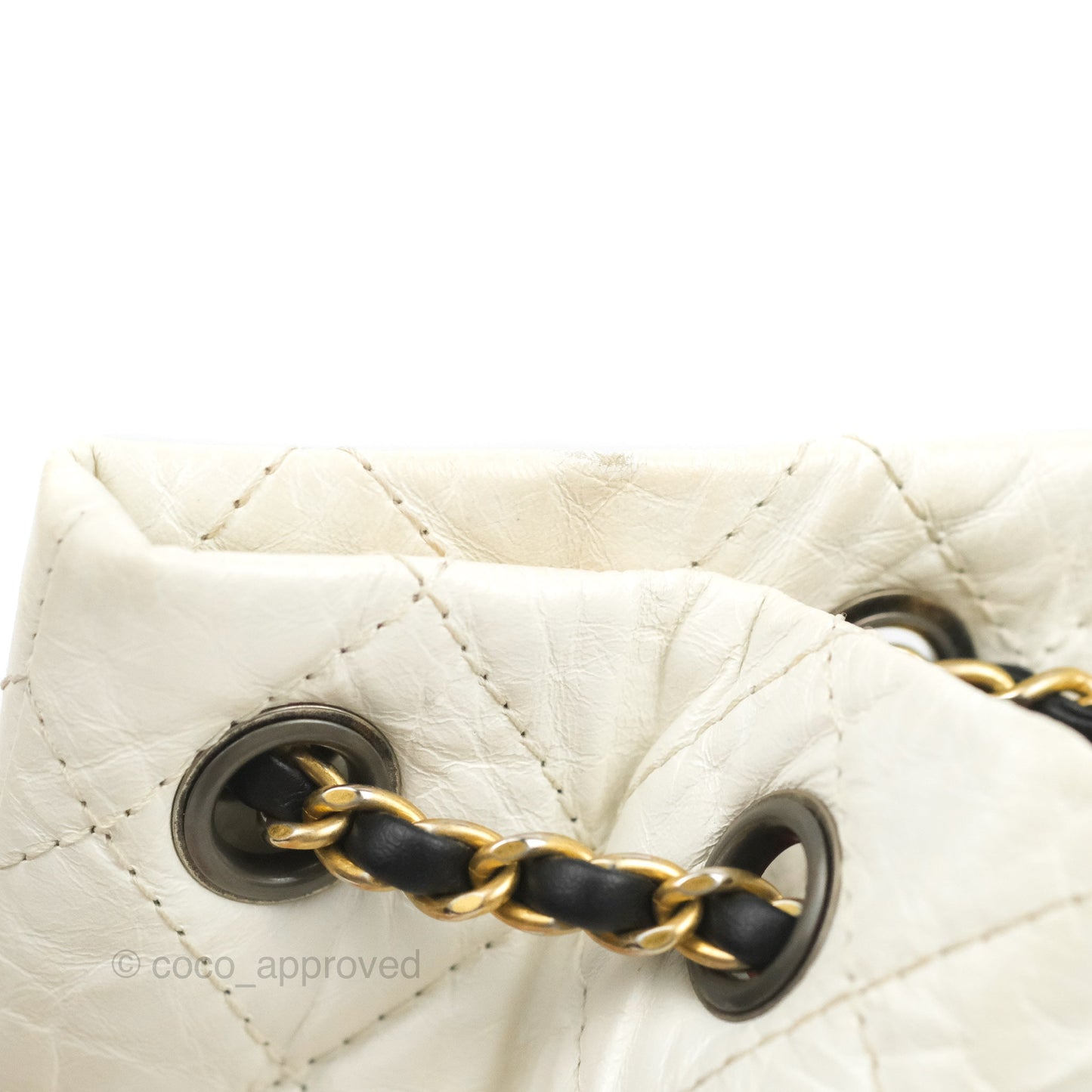 Chanel Small Gabrielle Backpack White Black Aged Calfskin