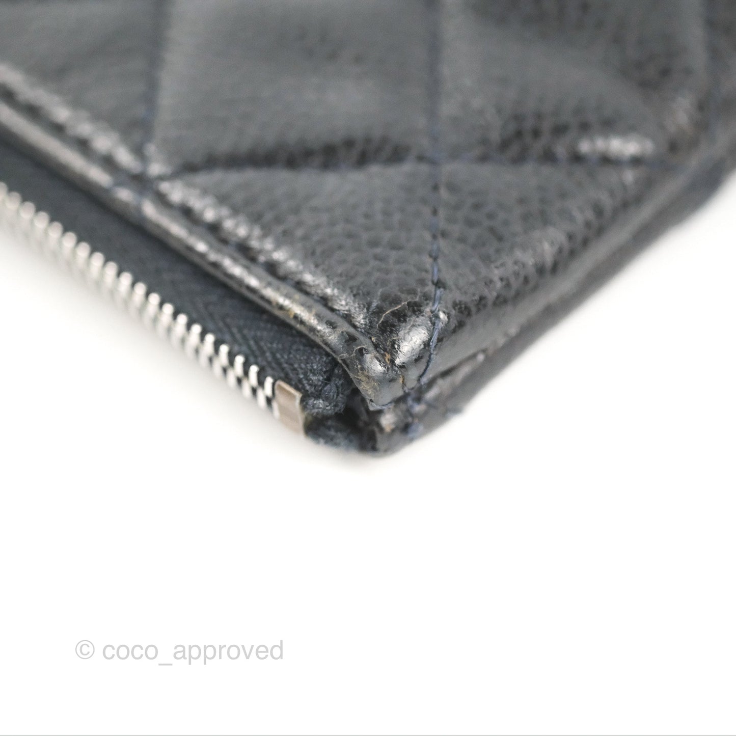 Chanel Medium Classic O Case Quilted Navy Caviar Ruthenium Hardware