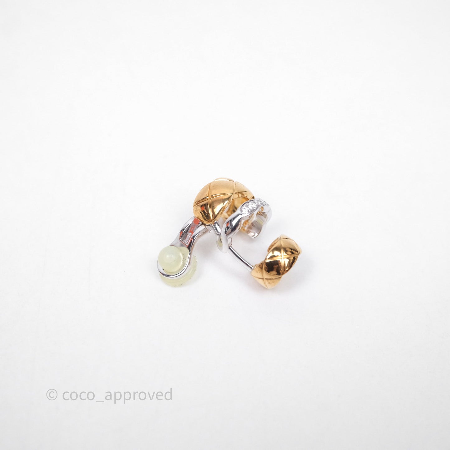 Chanel Coco Crush Asymmetrical Earrings White Gold & Yellow Gold With Diamond