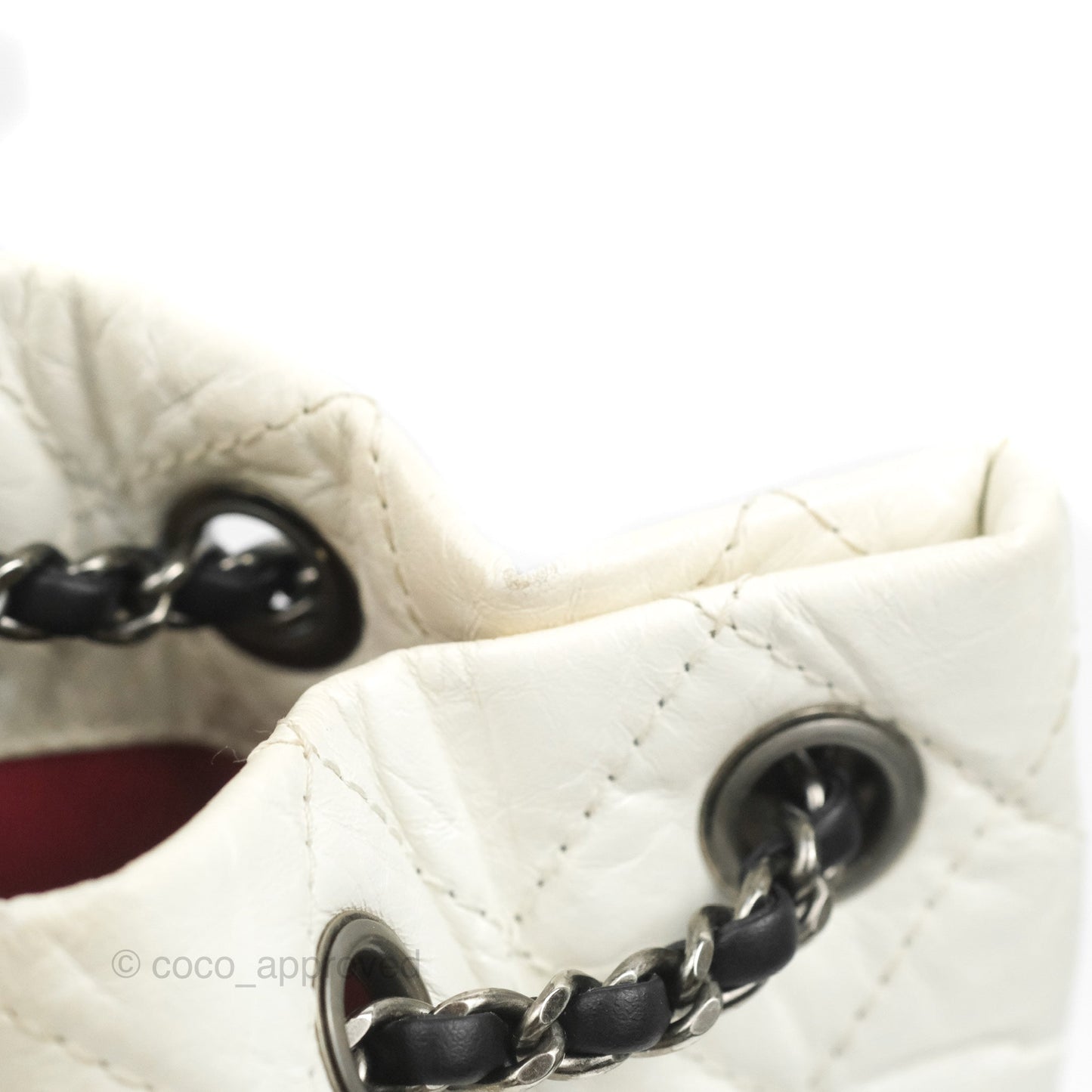 Chanel Small Gabrielle Backpack White Black Aged Calfskin