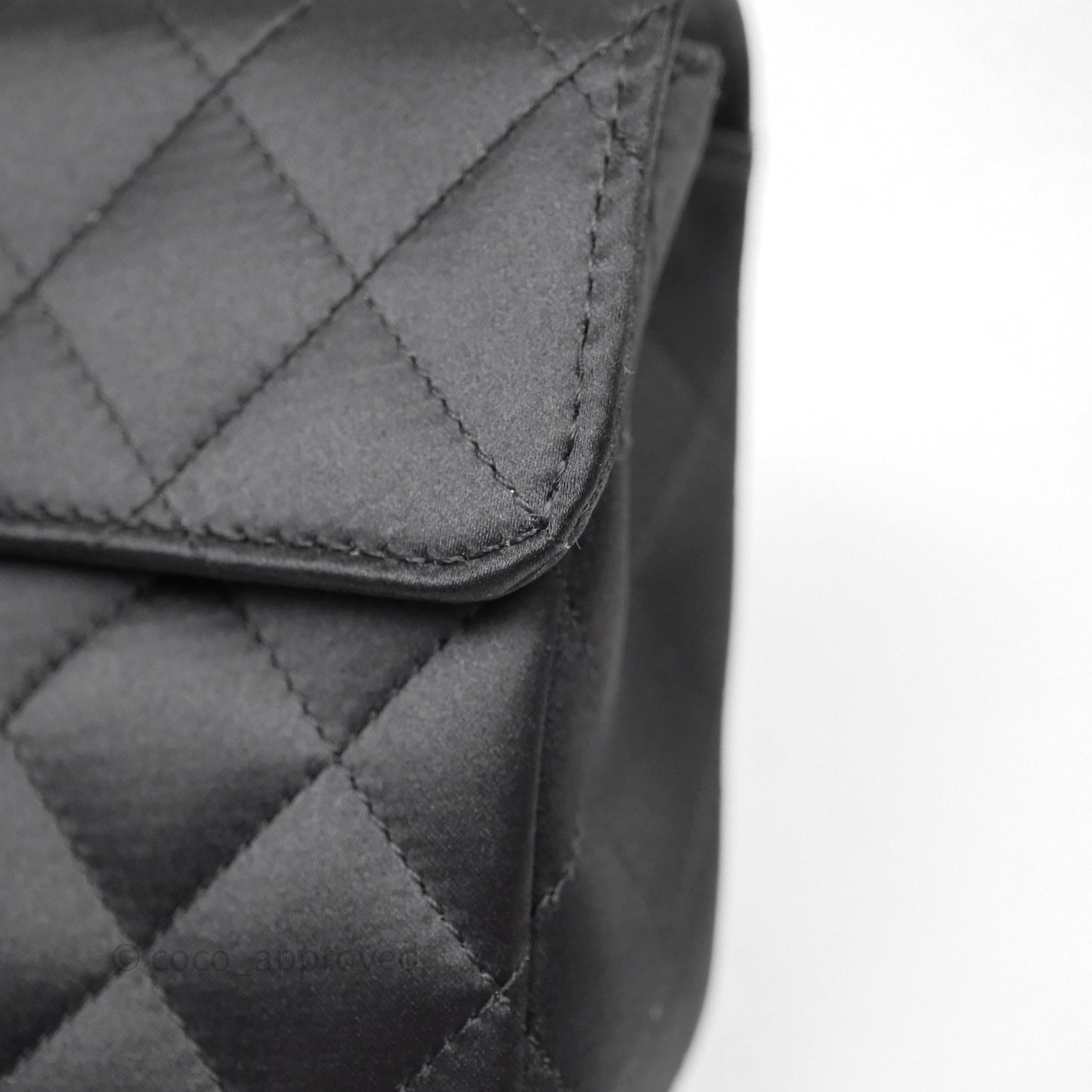 Chanel Vintage Mini Rectangular Black Satin Matte Gold Hardware