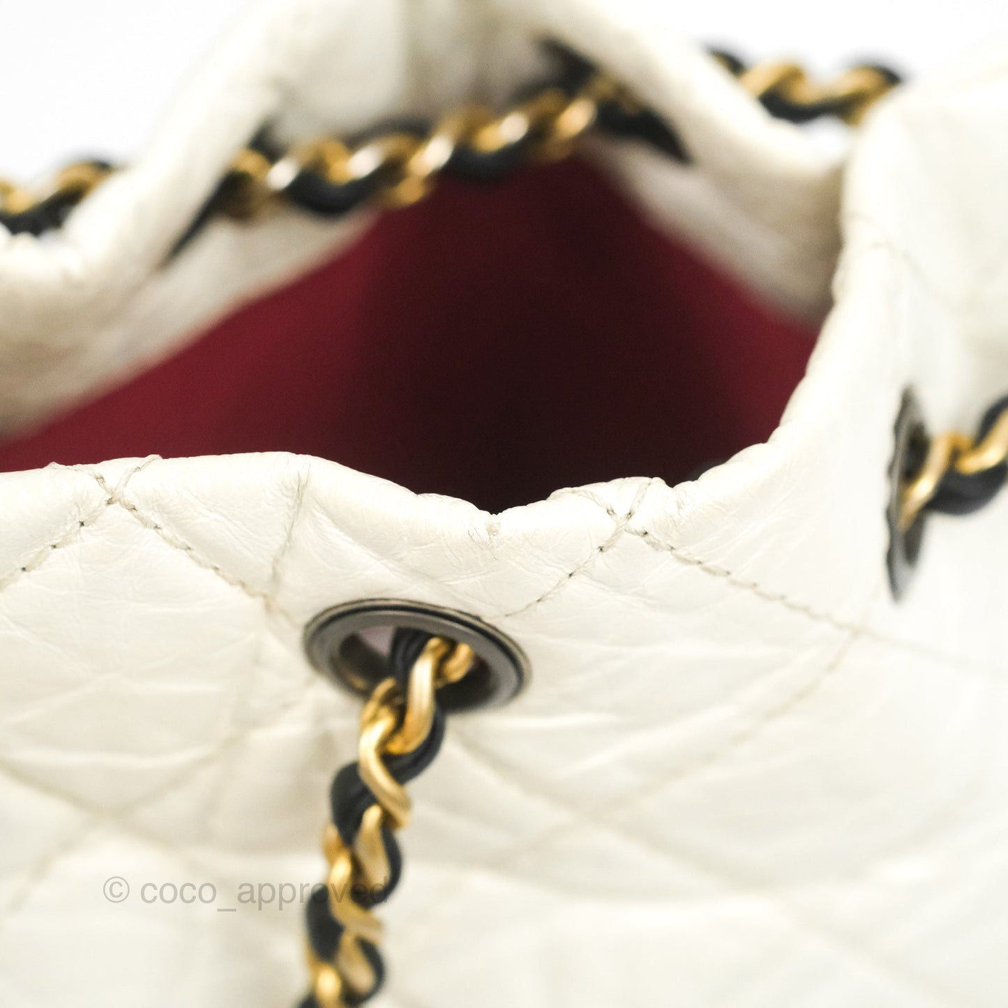 Chanel Small Gabrielle Backpack White Black Aged Calfskin