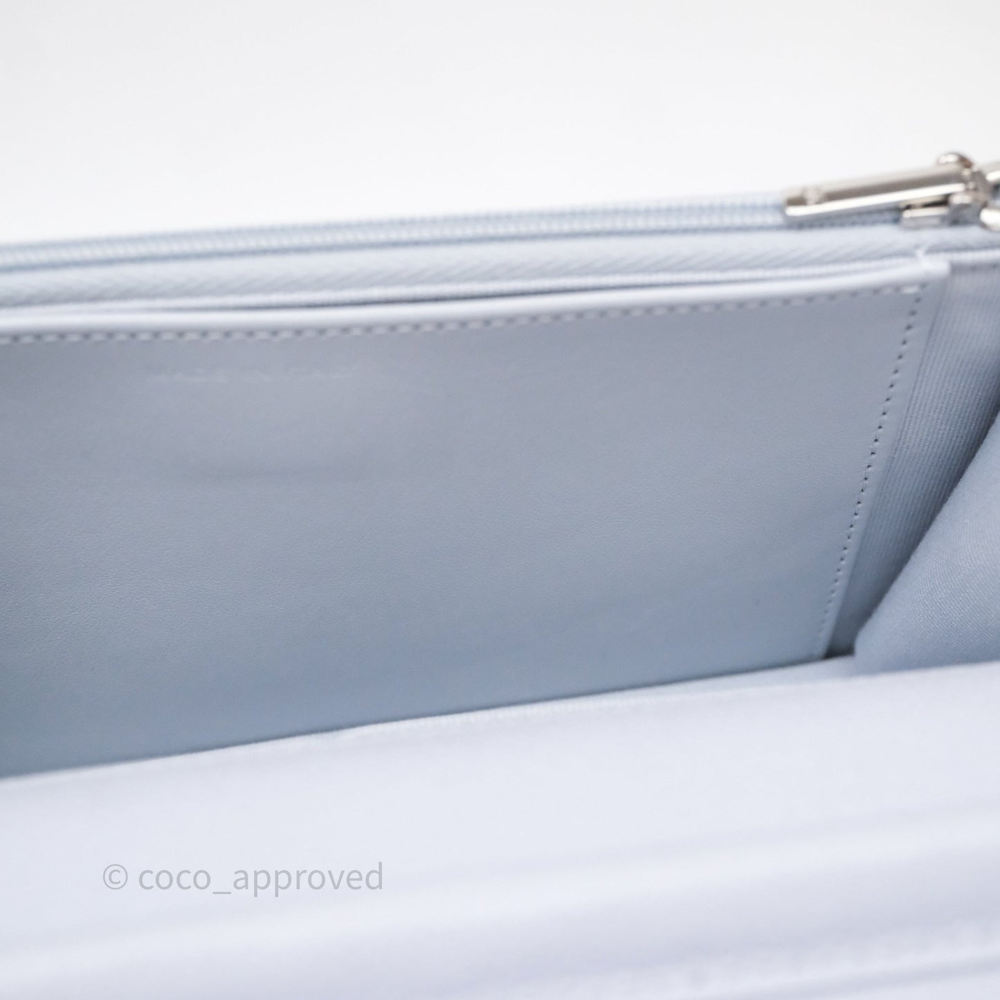 Chanel Quilted Classic Wallet on Chain WOC Light Blue Caviar Silver Hardware