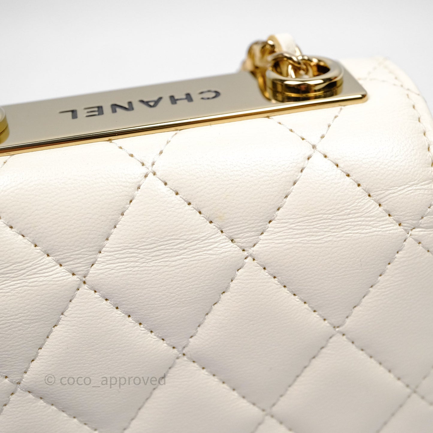 Chanel Mini Quilted Trendy CC Clutch With Chain White Lambskin Gold Hardware