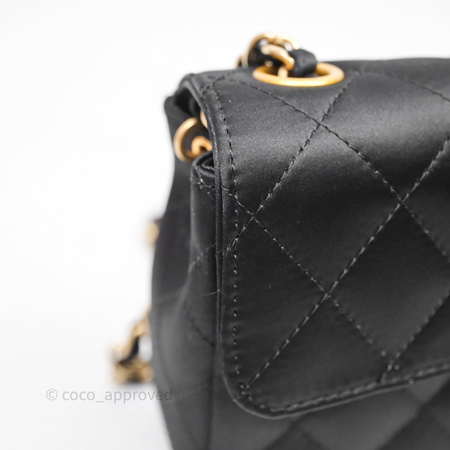 Chanel Vintage Mini Rectangular Black Satin Matte Gold Hardware