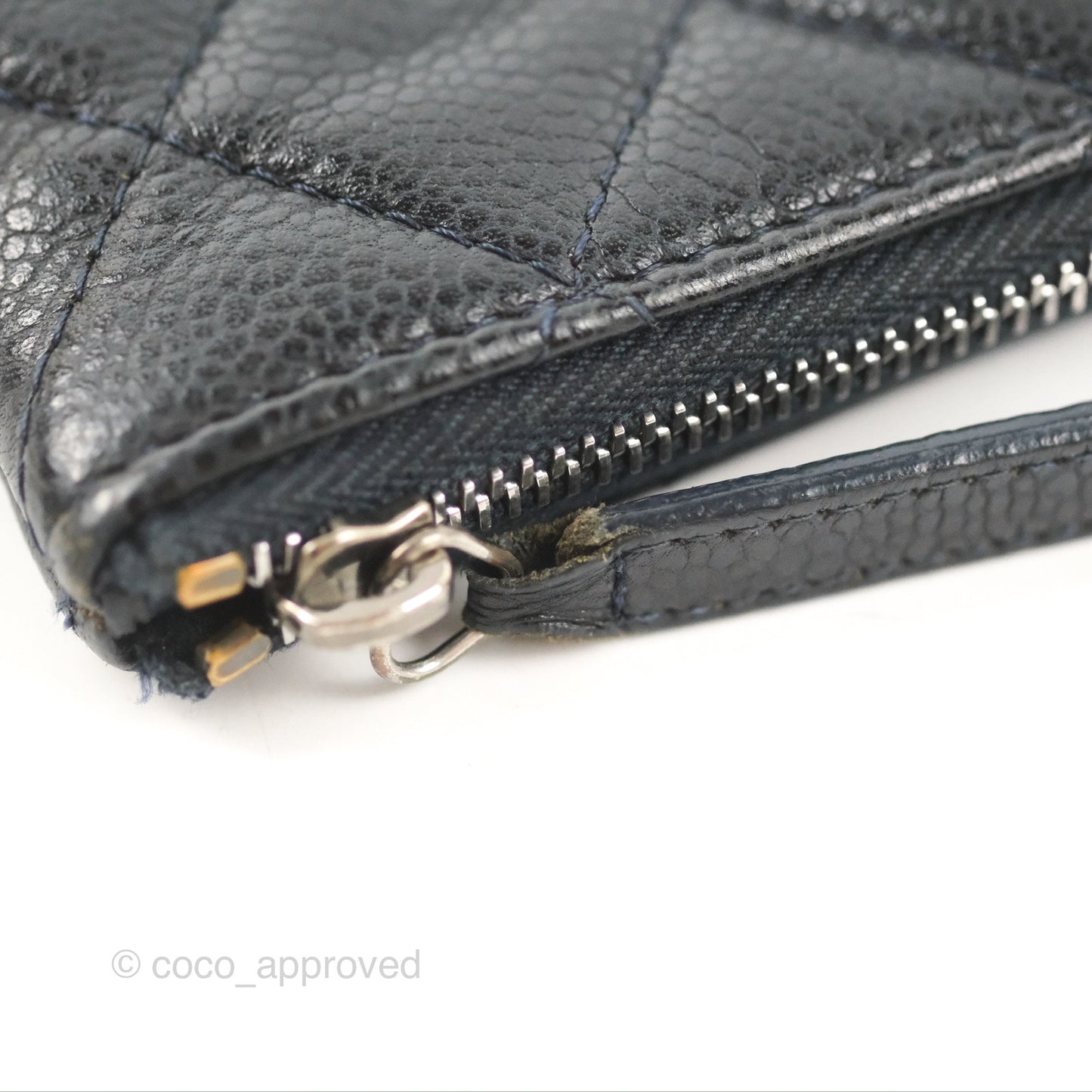Chanel Medium Classic O Case Quilted Navy Caviar Ruthenium Hardware