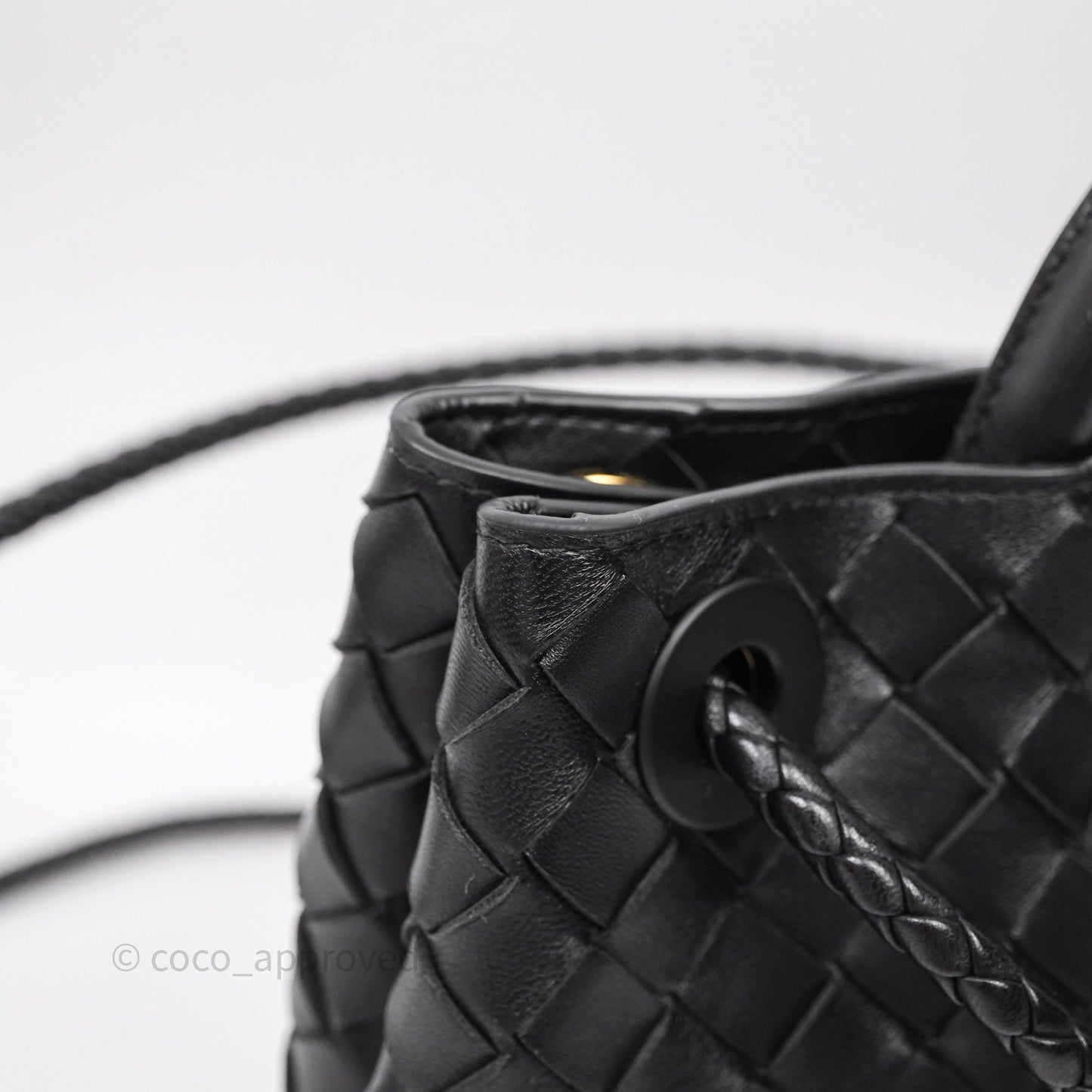 Bottega Veneta Small Andiamo Intrecciato Black Bag Lambskin