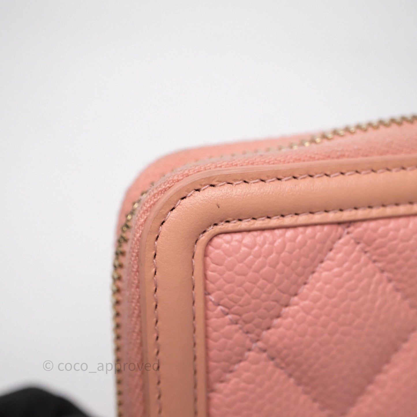 Chanel CC Filigree Zipped Long Wallet Pink Caviar Gold Hardware