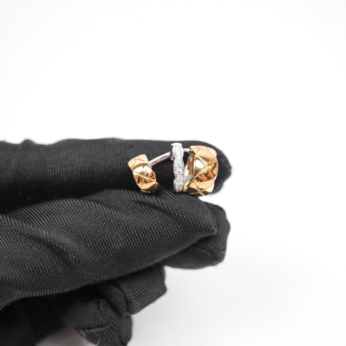 Chanel Coco Crush Asymmetrical Earrings White Gold & Yellow Gold With Diamond